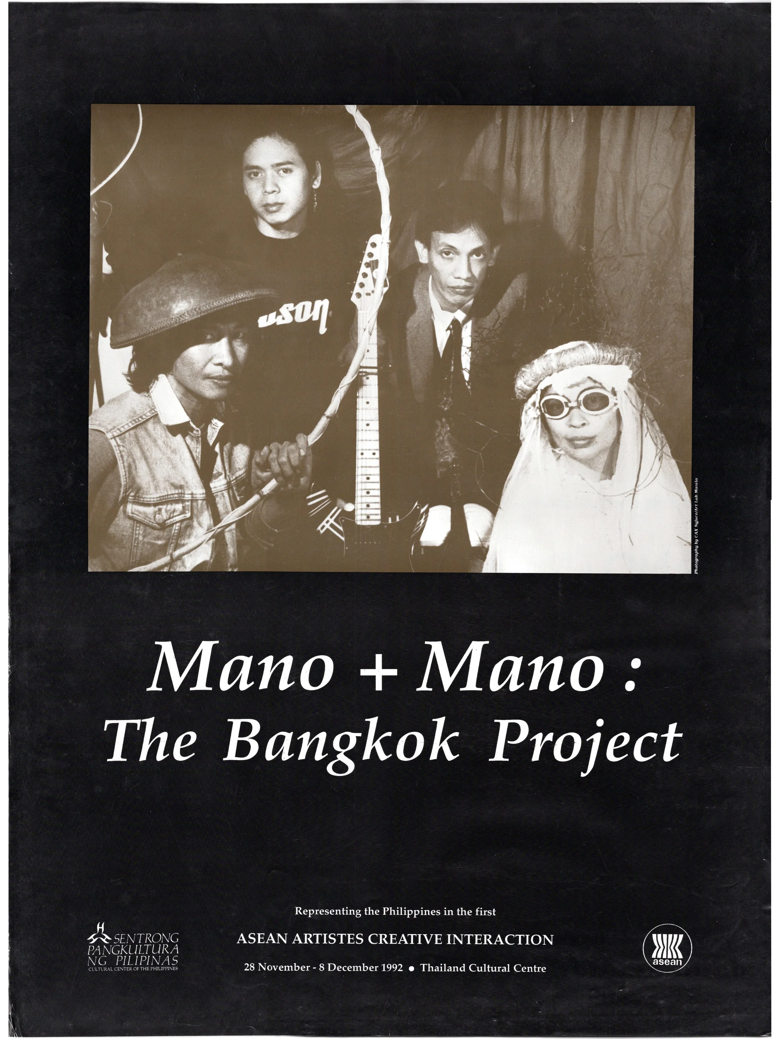 Jean Marie Syjuco • Orville D.R. Tiamson • Joseph Albaña • Hermisanto: "Mano + Mano: The Bangkok Project/Beyond The Great Experiment" [front], Thailand Cultural Center (1992) - Photography by Cesare A.X. Syjuco