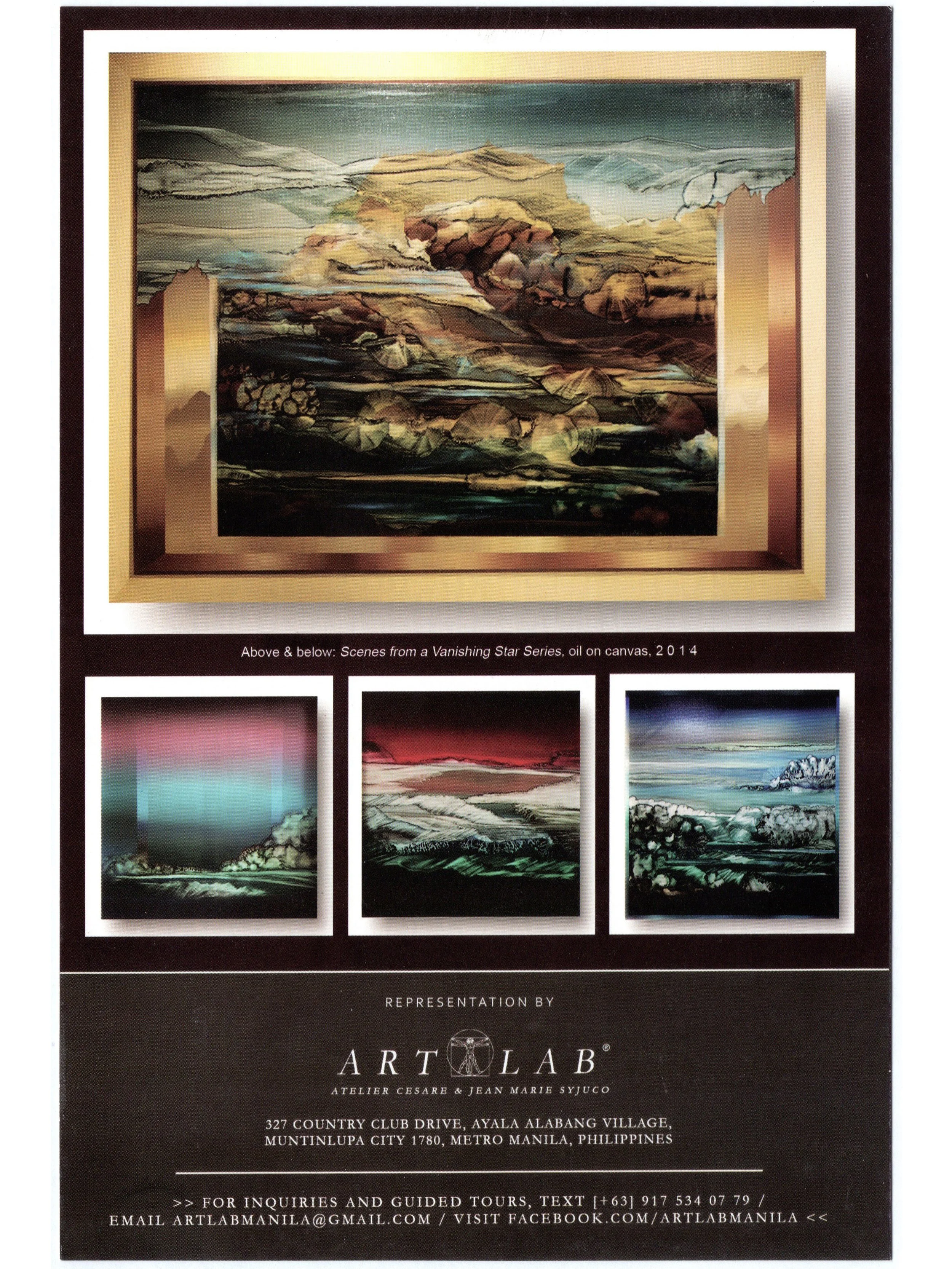 Jean Marie Syjuco: "Jean Marie Syjuco - Scenes from a Vanishing Star Series (Postcard - Back)", Art Lab® (2016) - Design by Maxine Syjuco