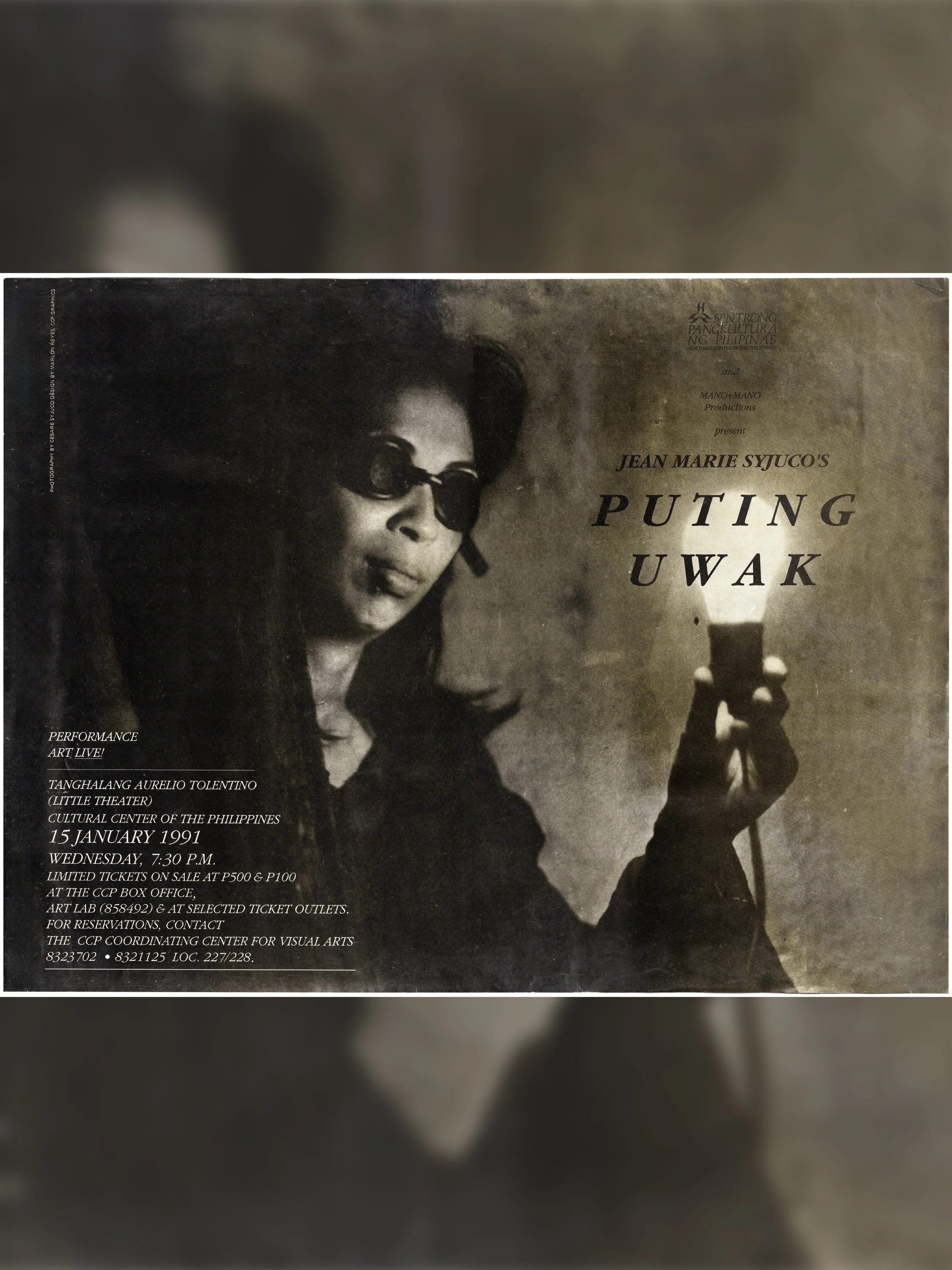Jean Marie Syjuco: "Puting Uwak", Tanghalang Aurelio Tolentino, CCP (1991) - Photography by Cesare A.X. Syjuco / Design by Marlon Reyes of the CCP