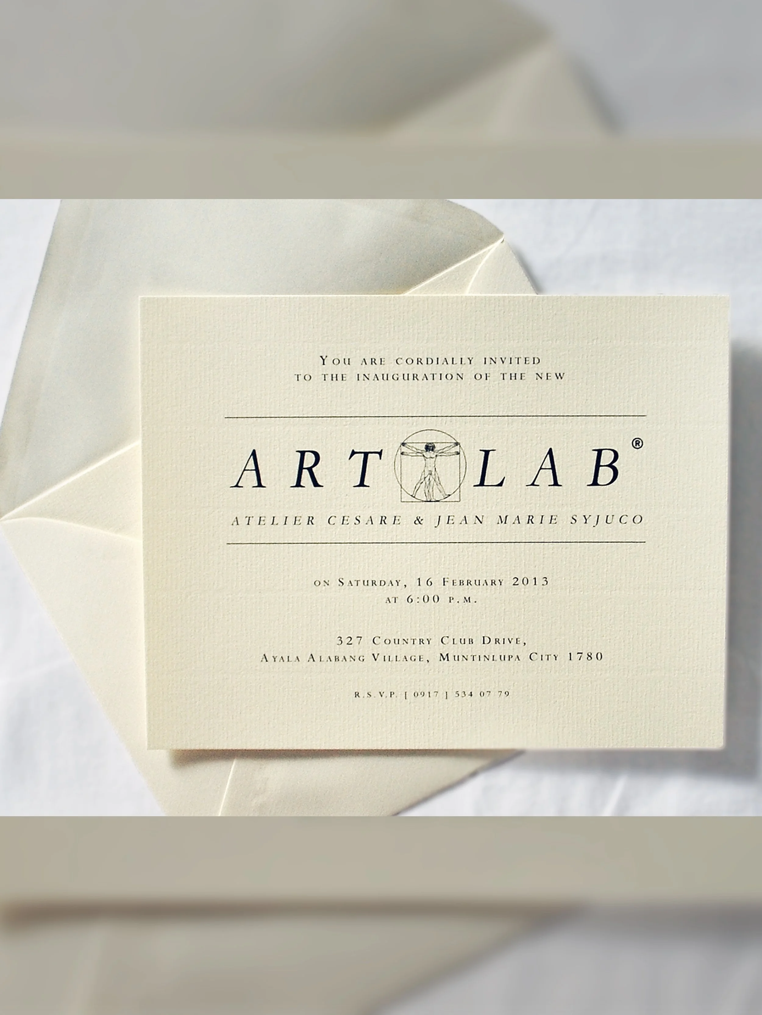 Cesare A.X. Syjuco • Jean Marie Syjuco: "Art Lab: Atelier Cesare & Jean Marie Syjuco (Invitation Card)", Art Lab® (2013) - Design by Maxine Syjuco