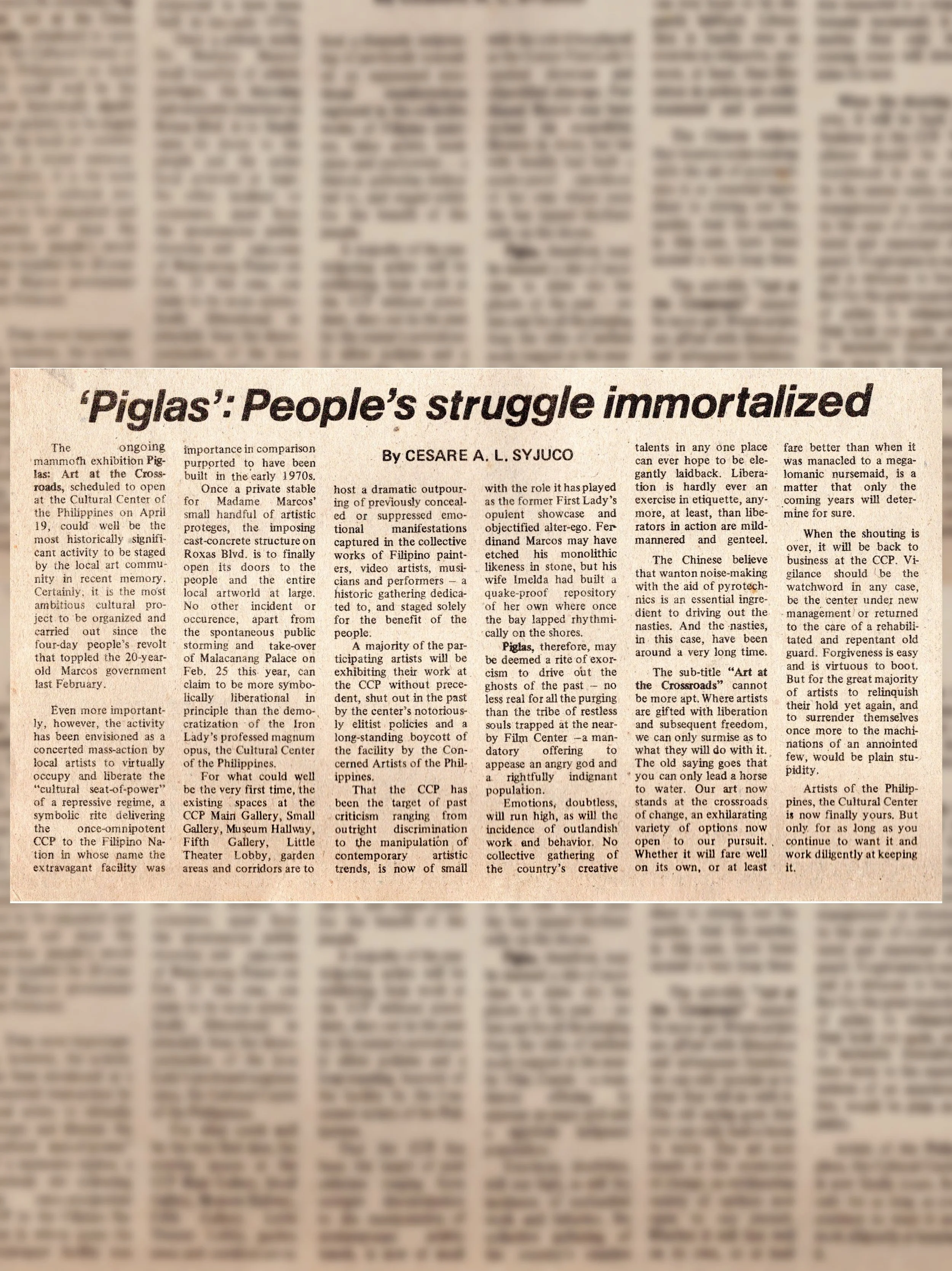 'Piglas': People's Struggle Immortalized