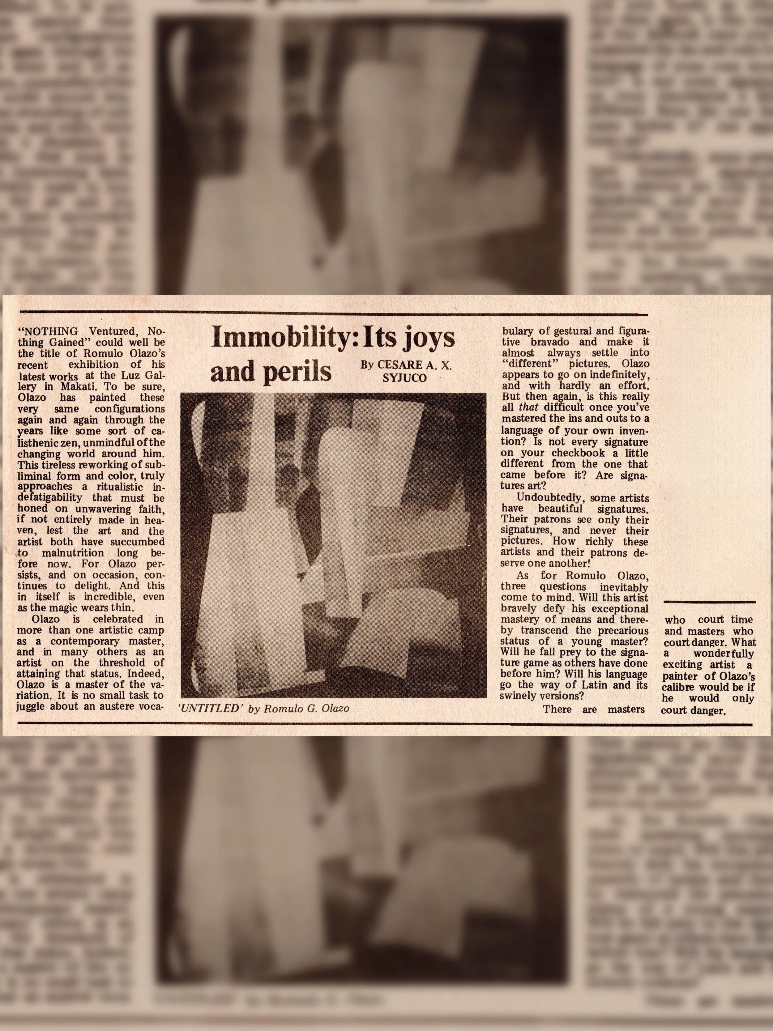 Immobility: Its Joys and Perils