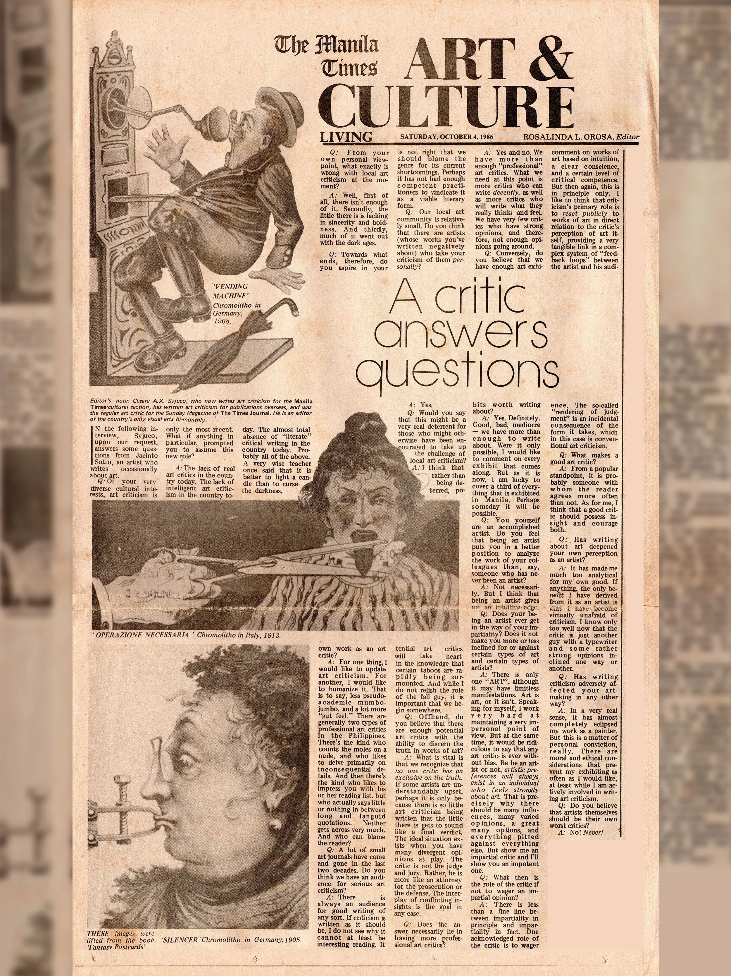 A Critic Answers Questions