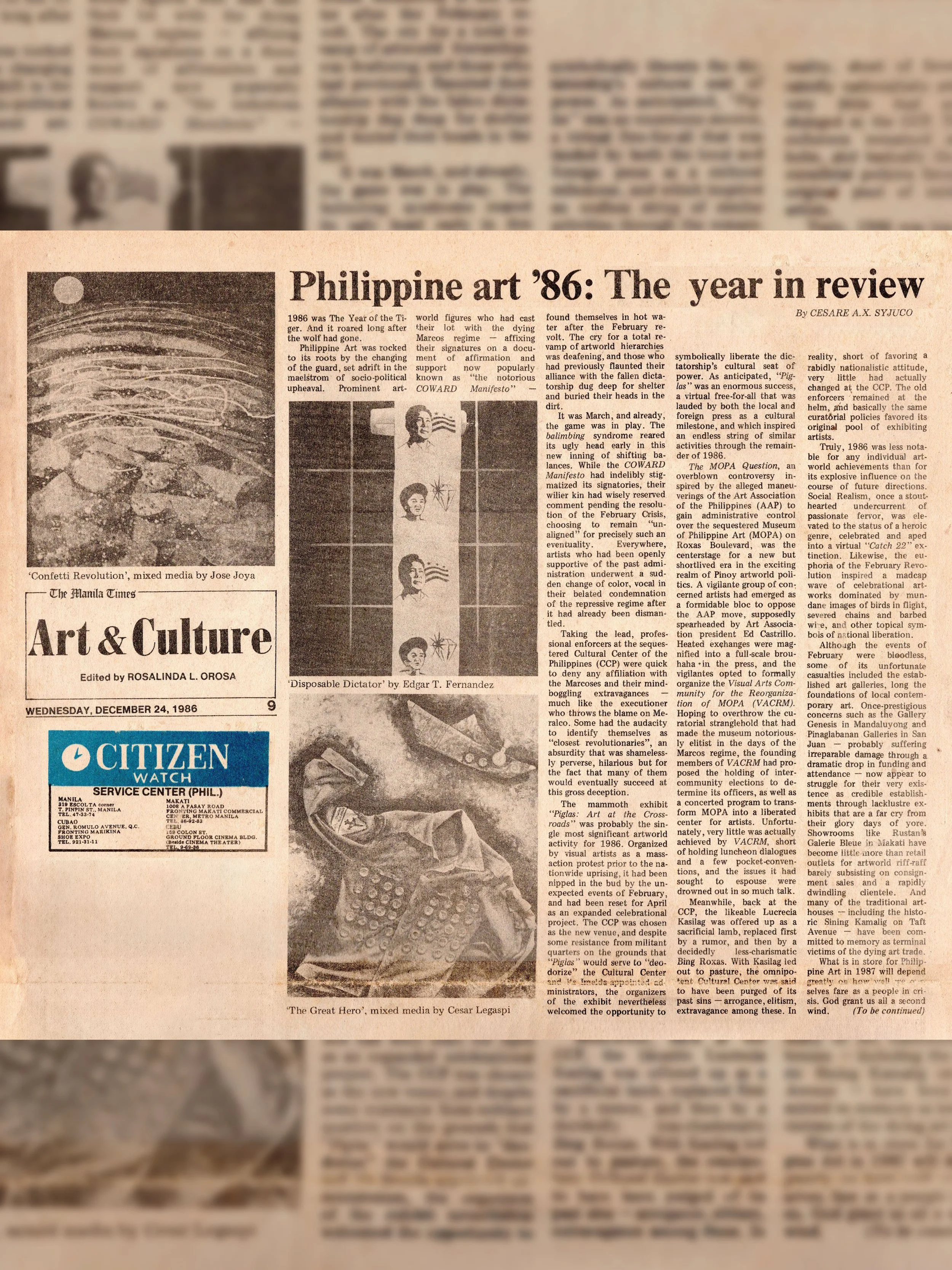 Philippine Art '86: The year in review