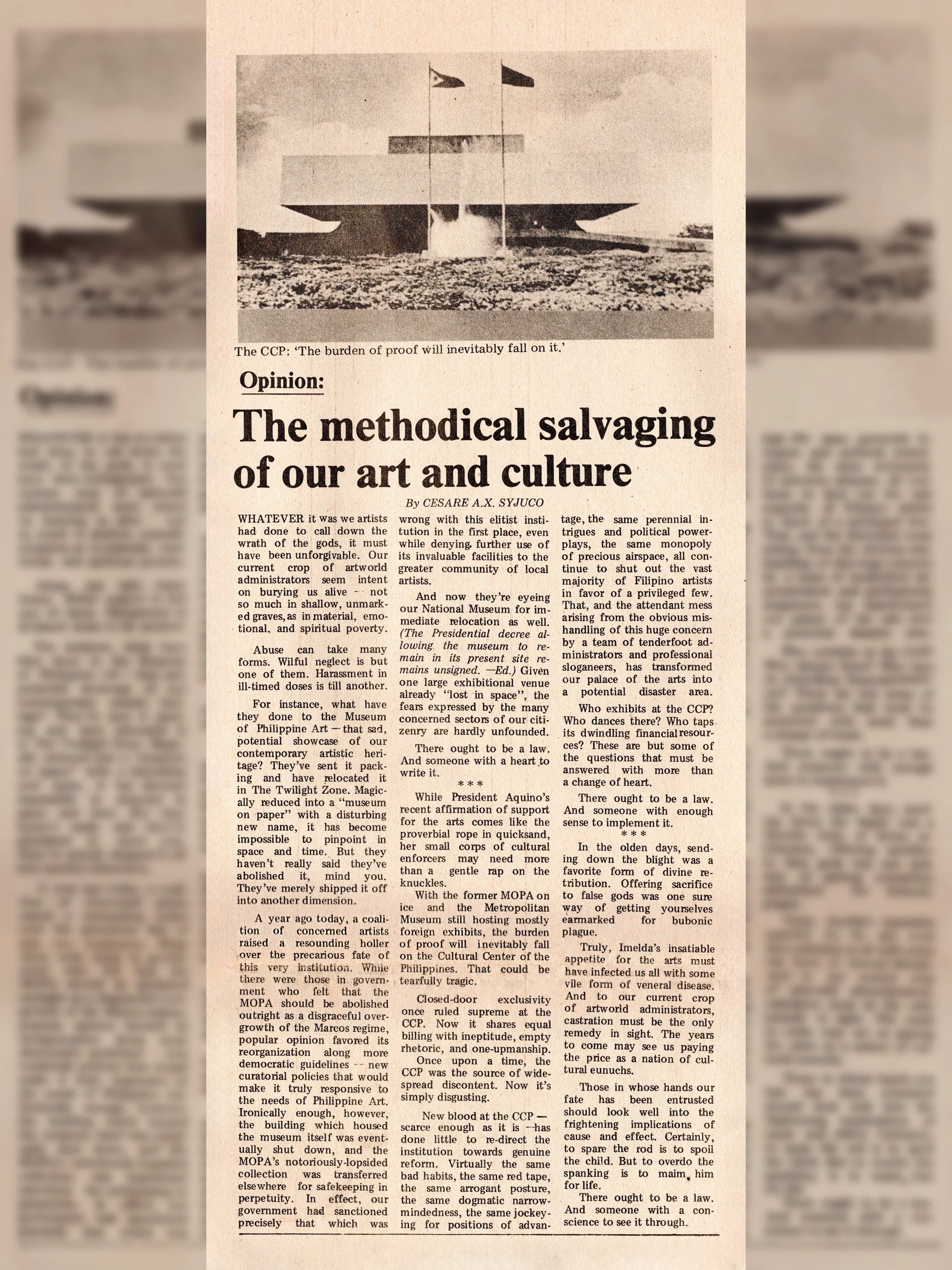 The Methodical Salvaging of Our Art and Culture