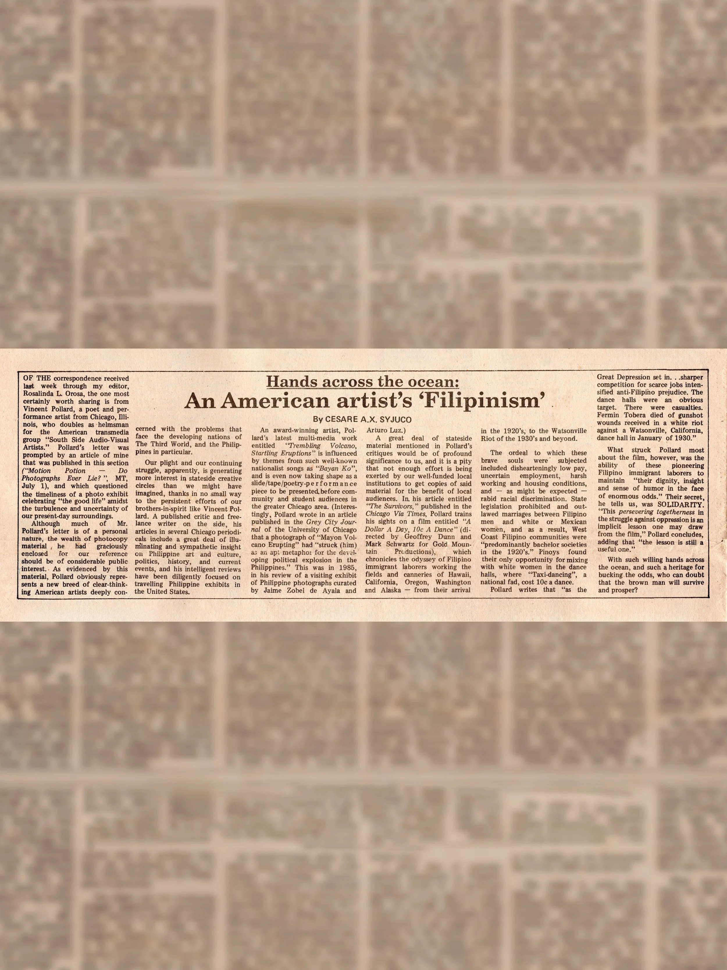 Hands across the ocean: An American Artist's 'Filipinism'