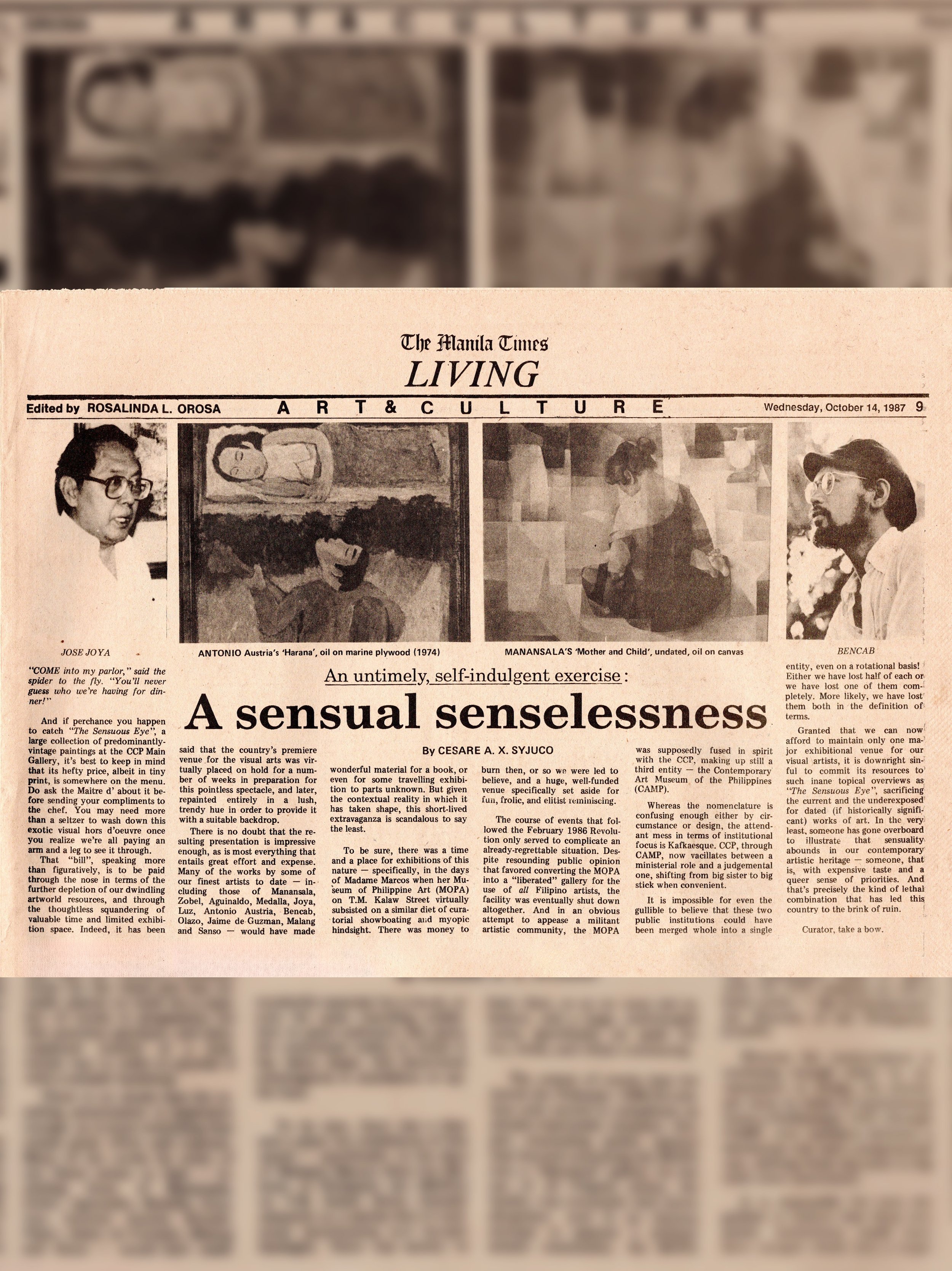 An untimely, self-indulgent exercise: A Sensual Senselessness