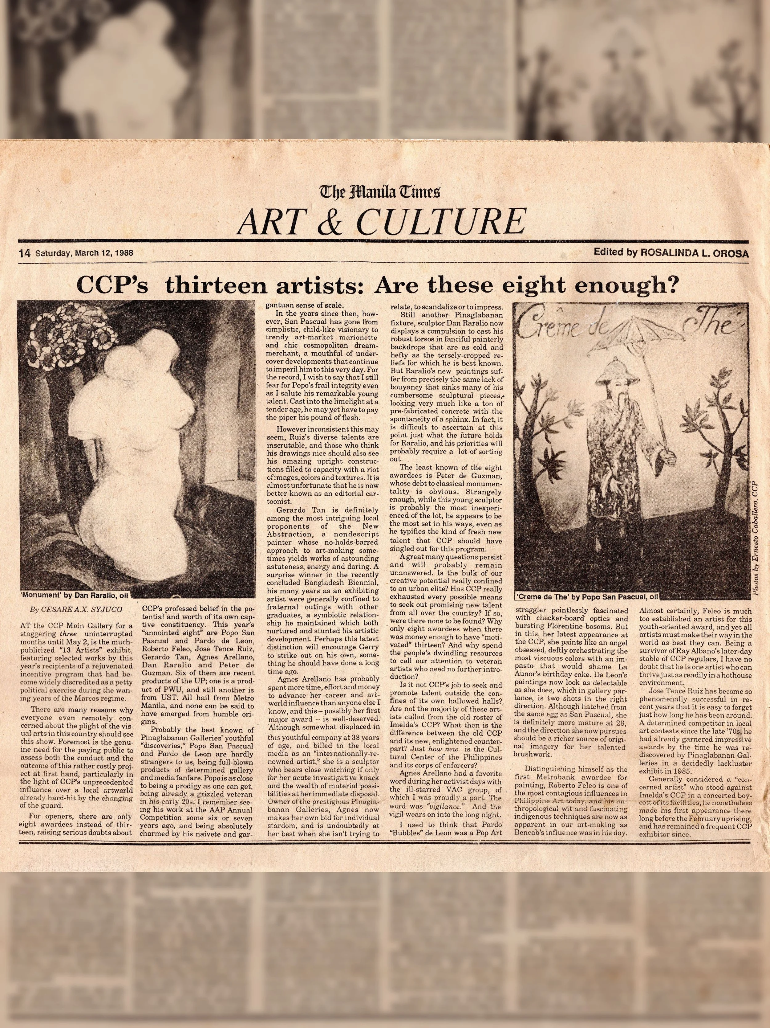 CCP’s Thirteen Artists: Are These Eight Enough?