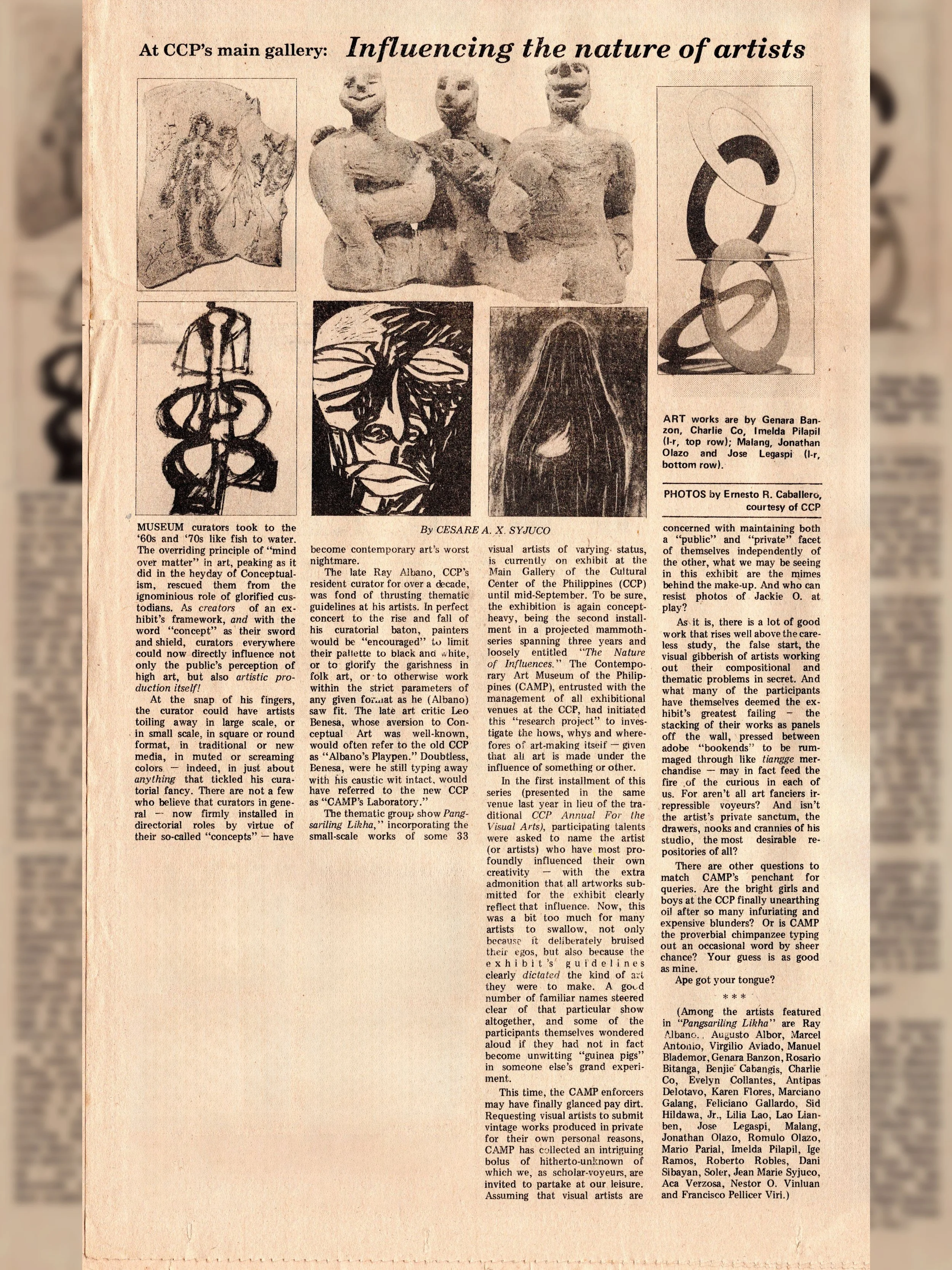 At CCP’s main gallery: Influencing The Nature of Artists