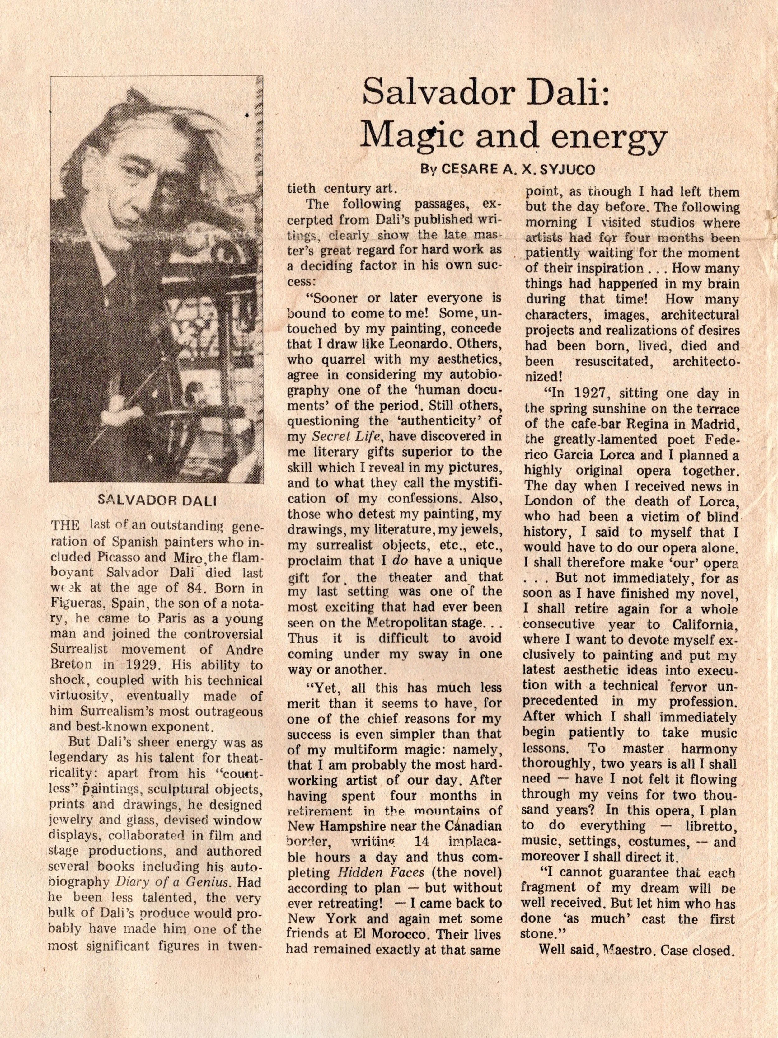 Salvador Dali: Magic and Energy