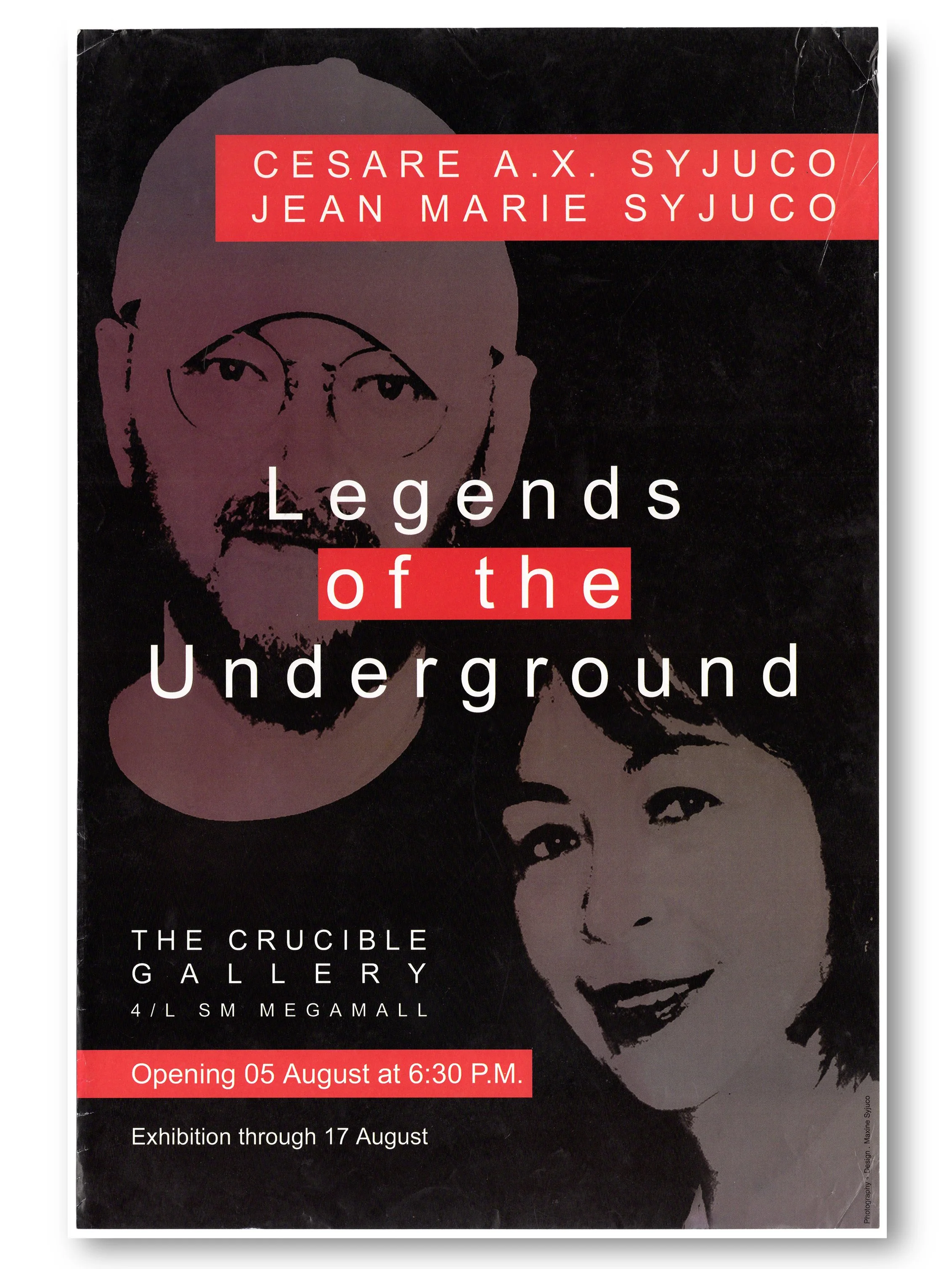 cesare Syjuco - Jean Marie Syjuco - art exhibit - legends of the underground - Syjuco family - artist couple - magnet gallery  - design by Maxine Syjuco - art lab the Syjuco museum - poster
