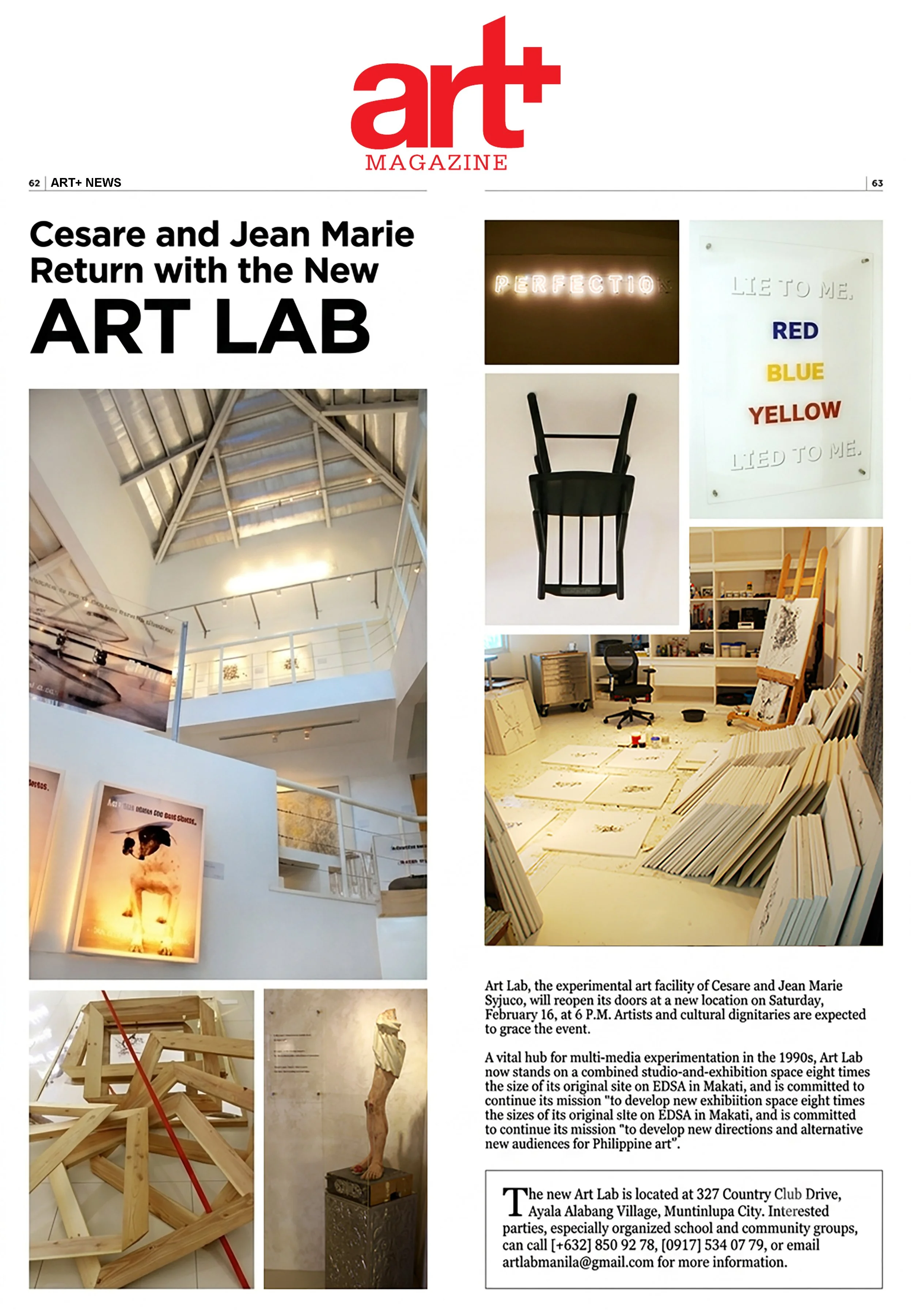 Art Plus magazine featuring Art Lab: The Syjuco Museum with art and literary hybrids by Cesare Syjuco and Jean Marie Syjuco