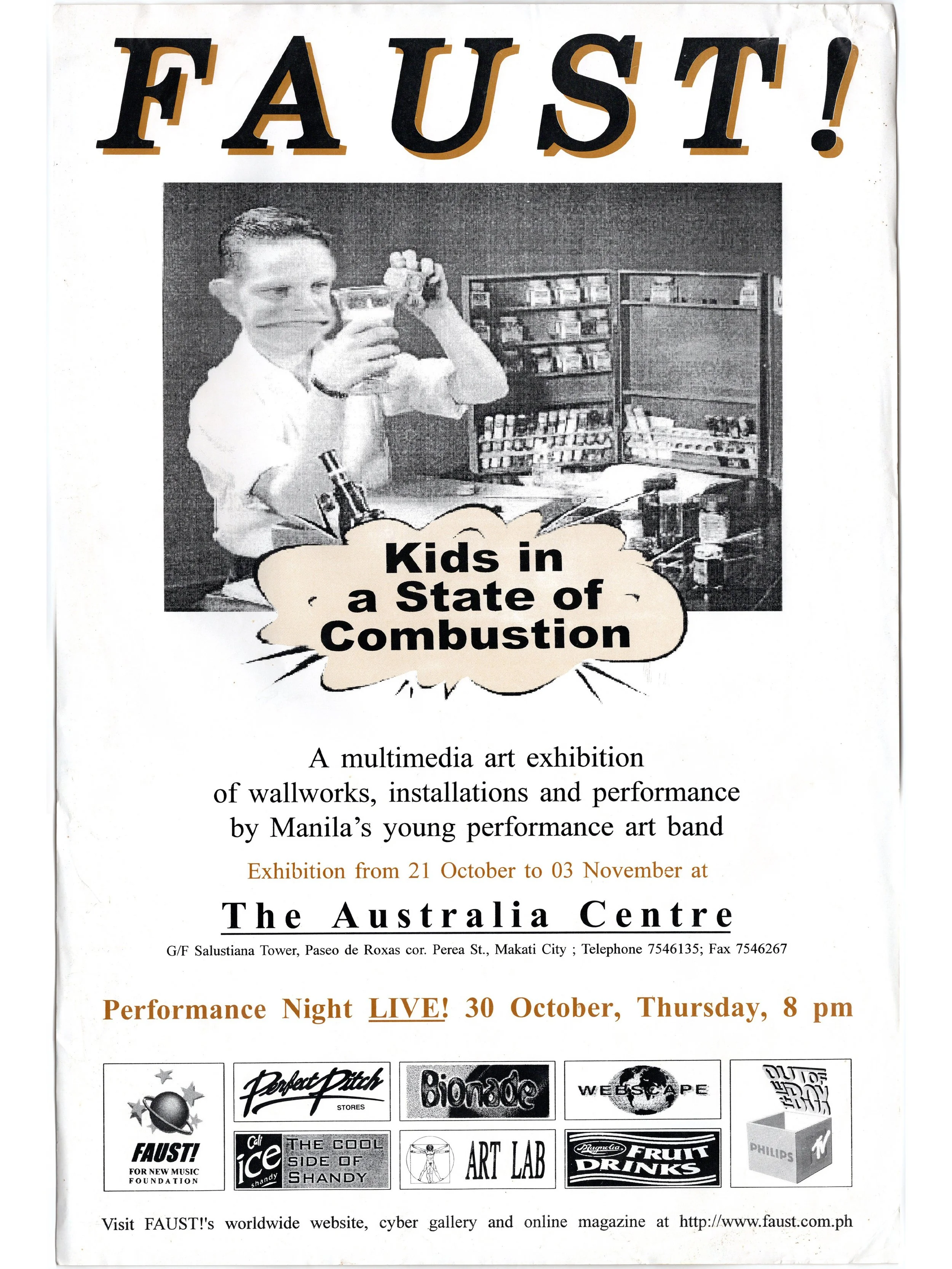 Faust! Band: "Kids on a State of Combustion", The Australia Center (1999) - Design by Cesare A.X. Syjuco