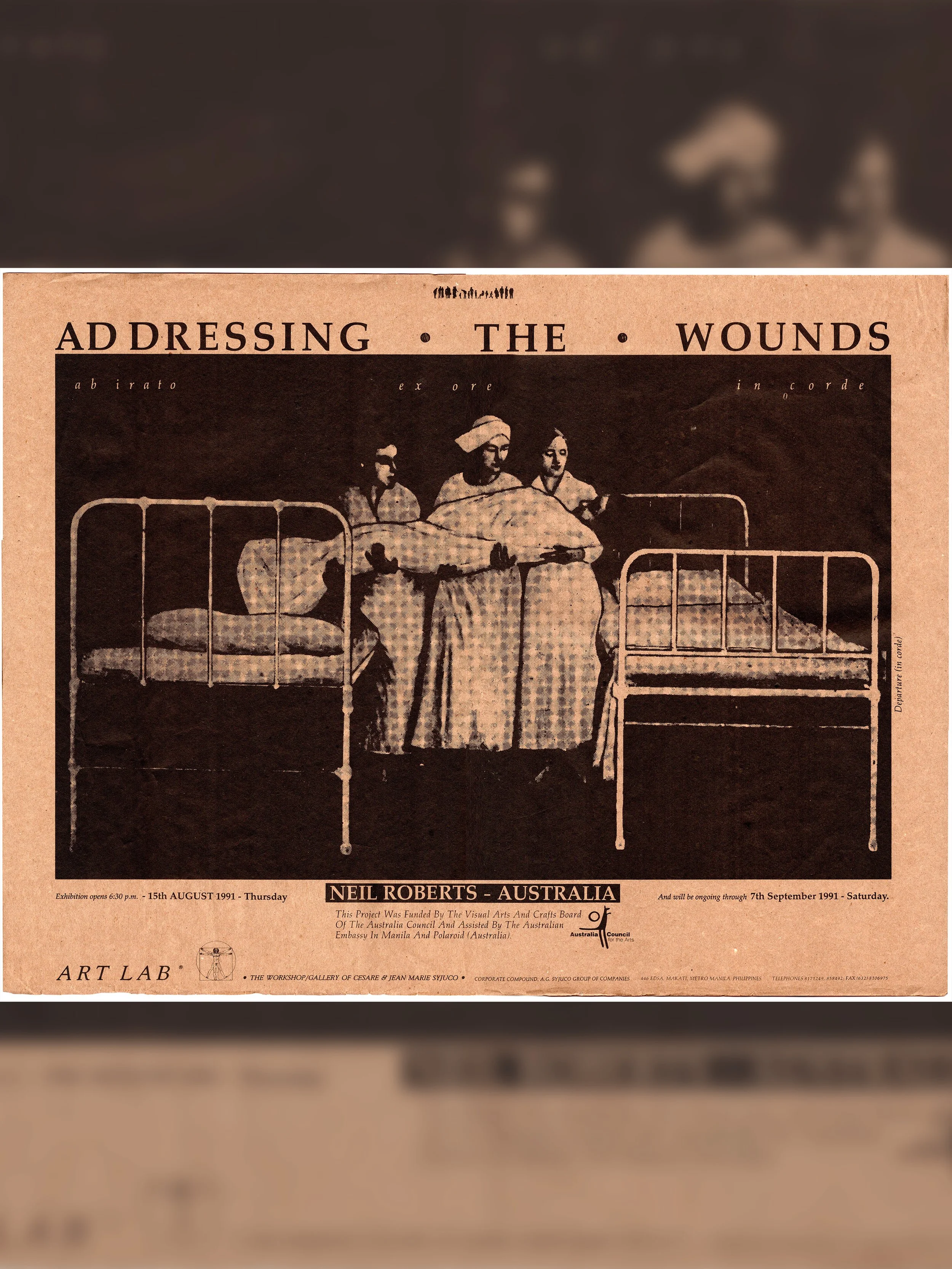 Neil Roberts: "Ad Dressing • The • Wounds", Art Lab® (1991) - Design by Cesare A.X. Syjuco