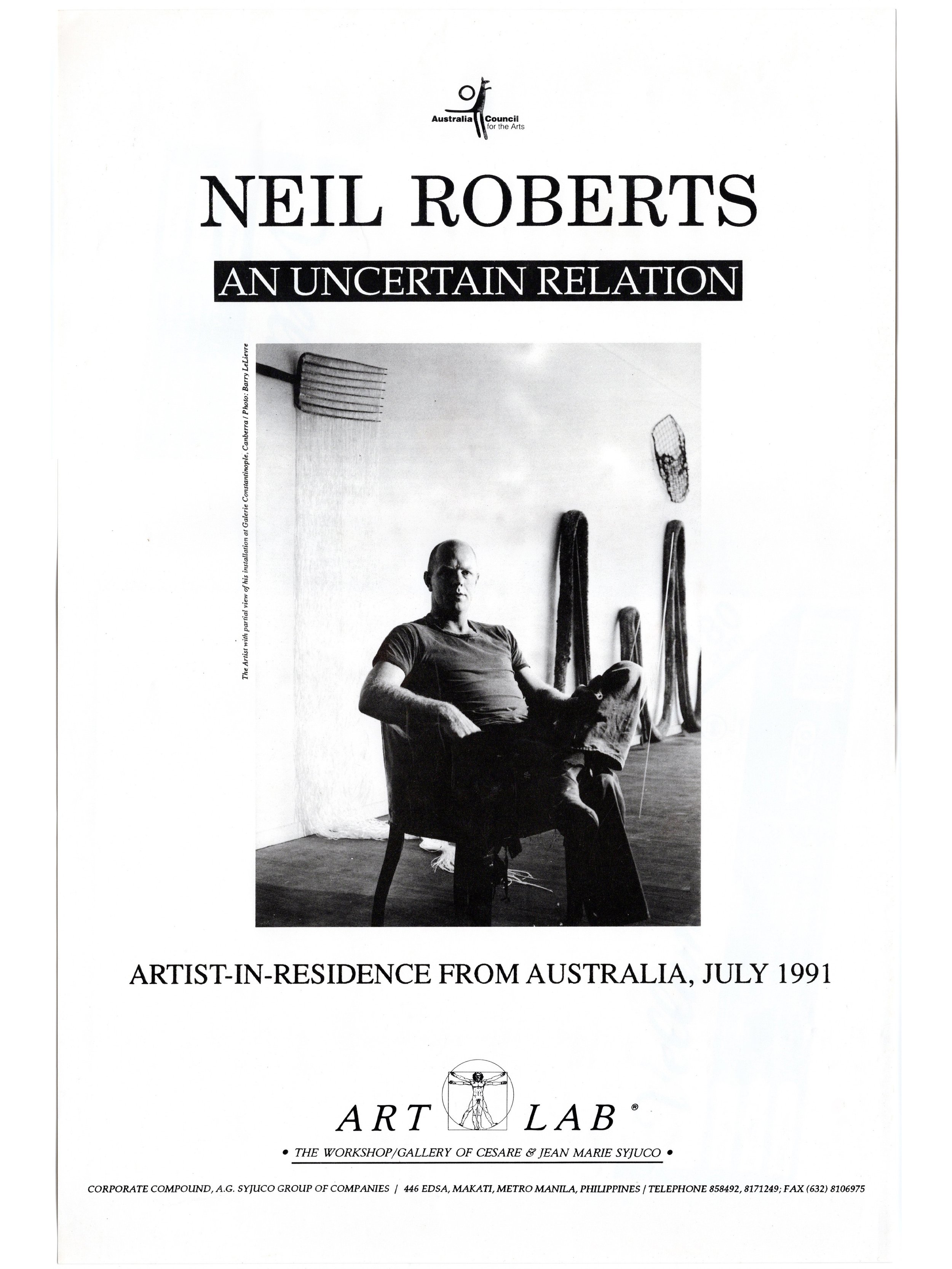 Neil Roberts: "An Uncertain Relation", Art Lab® (1991) - Design by Cesare A.X. Syjuco / Photo by Barry LeLievre