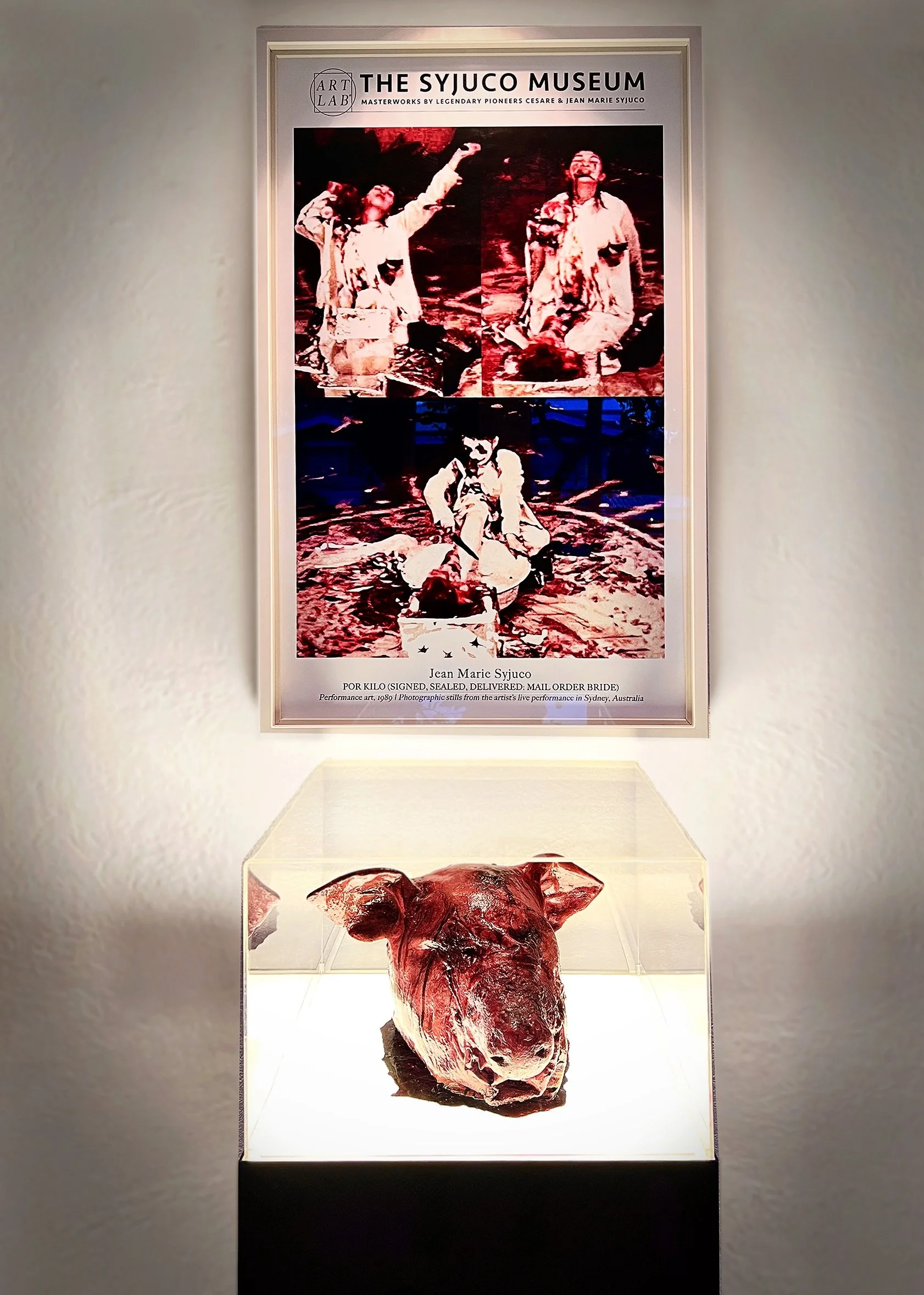 Art Lab The Syjuco Museum - Jean Marie Syjuco - performance art - Por Kilo - pig head - curated by Maxine Syjuco art
