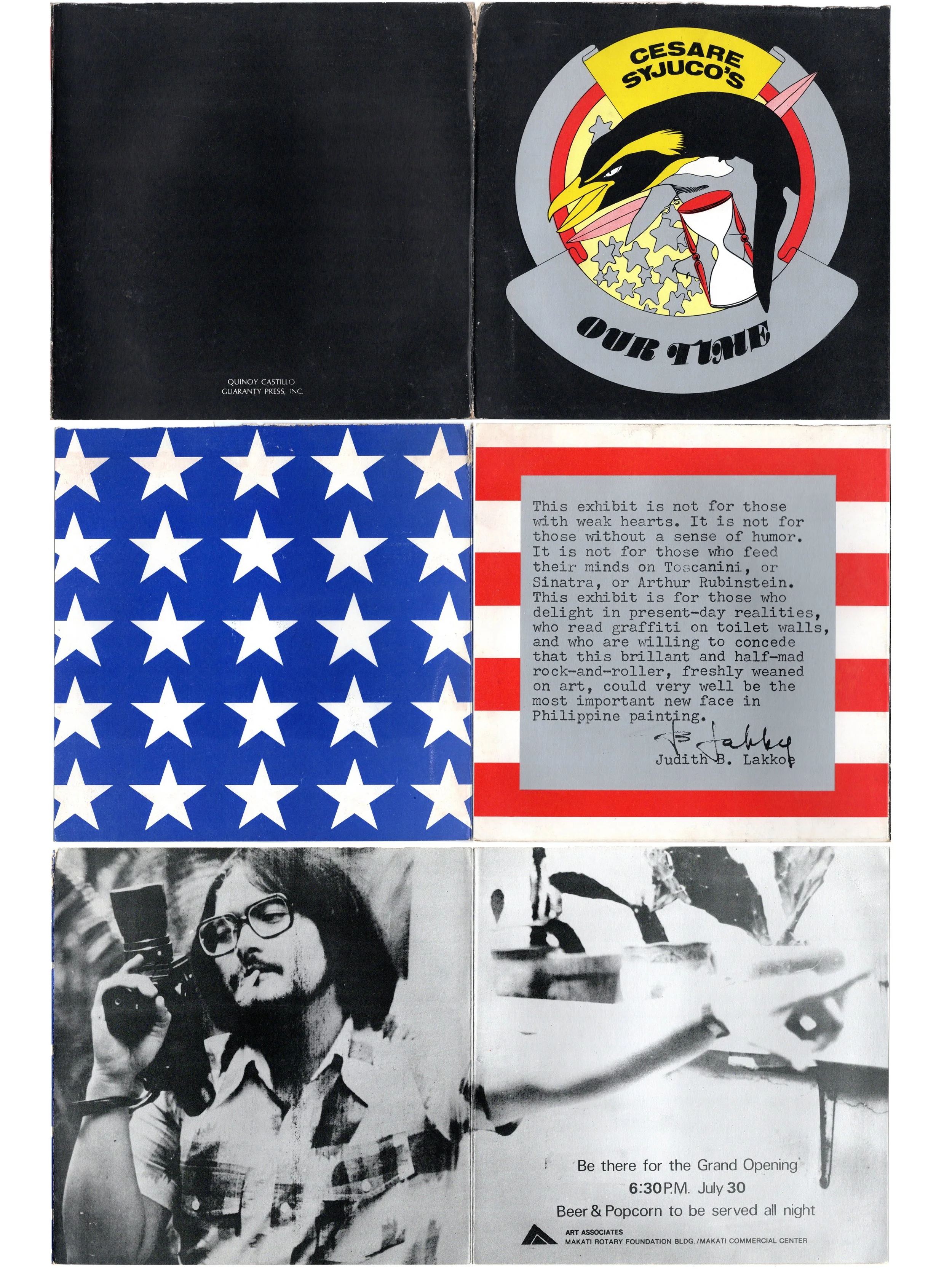 cesare a.x. Syjuco - invitation for his first solo art exhibit titled "Our Time", 1970s - art lab the syjuco museum