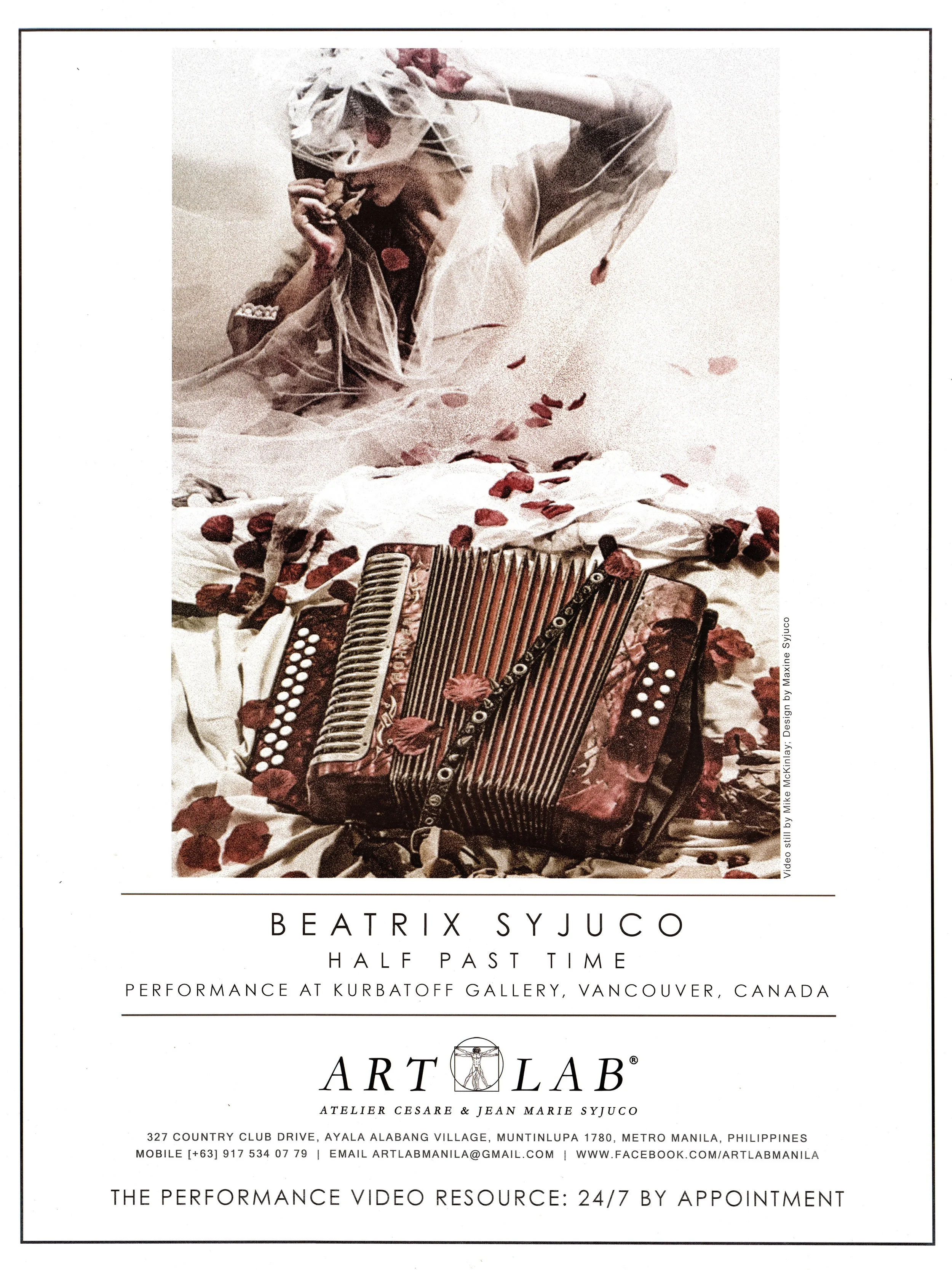 Beatrix Syjuco: "Half Past time", Kurbatoff Gallery • Art Lab® - Video still By Mike McKinlay / Design by Maxine Syjuco