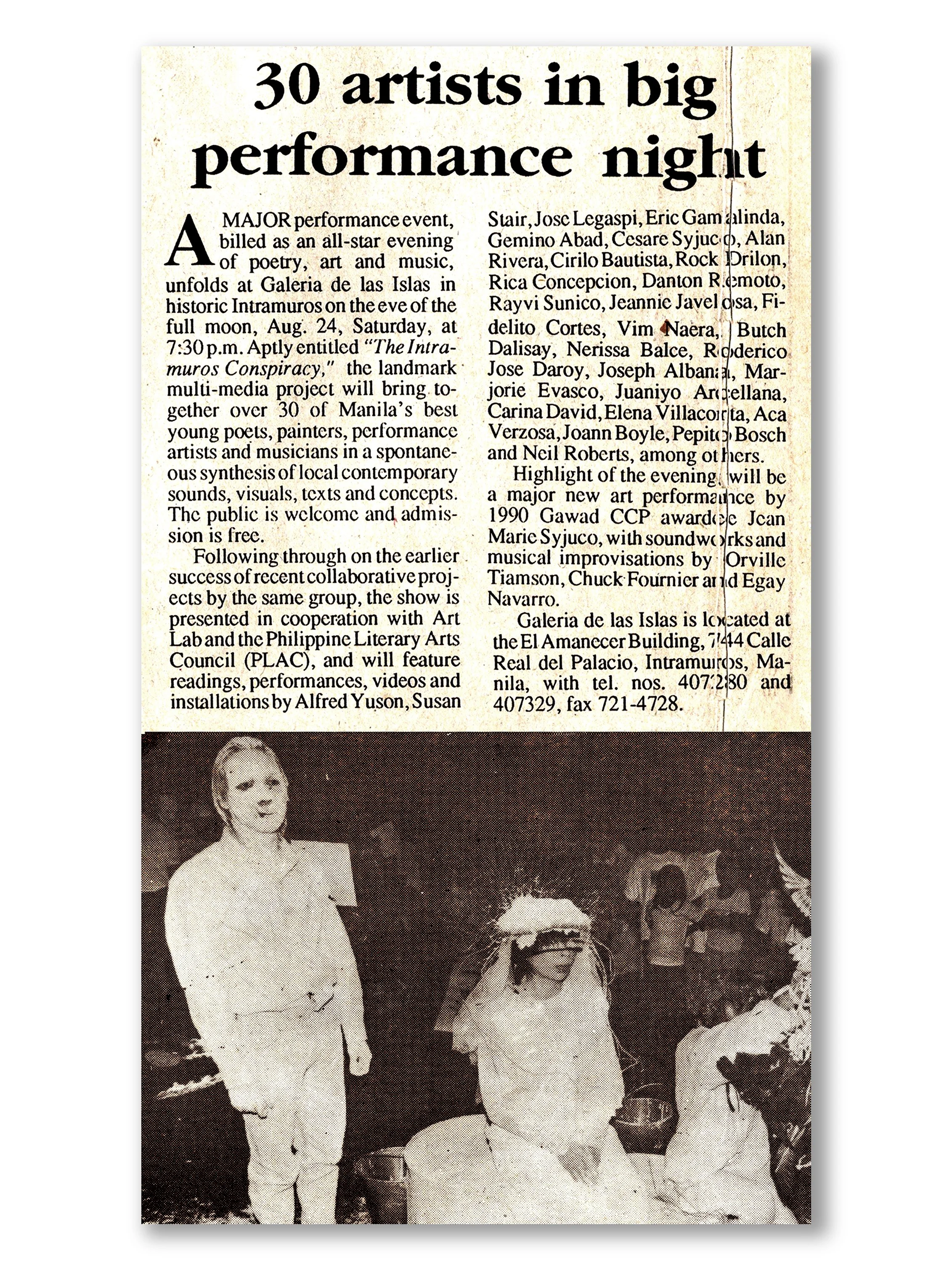 Cesare Syjuco and Jean Marie Syjuco bring 30 artists into big performance night for Art Lab. The image features a performance by Jean Marie Syjuco and Jose Jojo Legaspi - Art Lab The Syjuco Museum