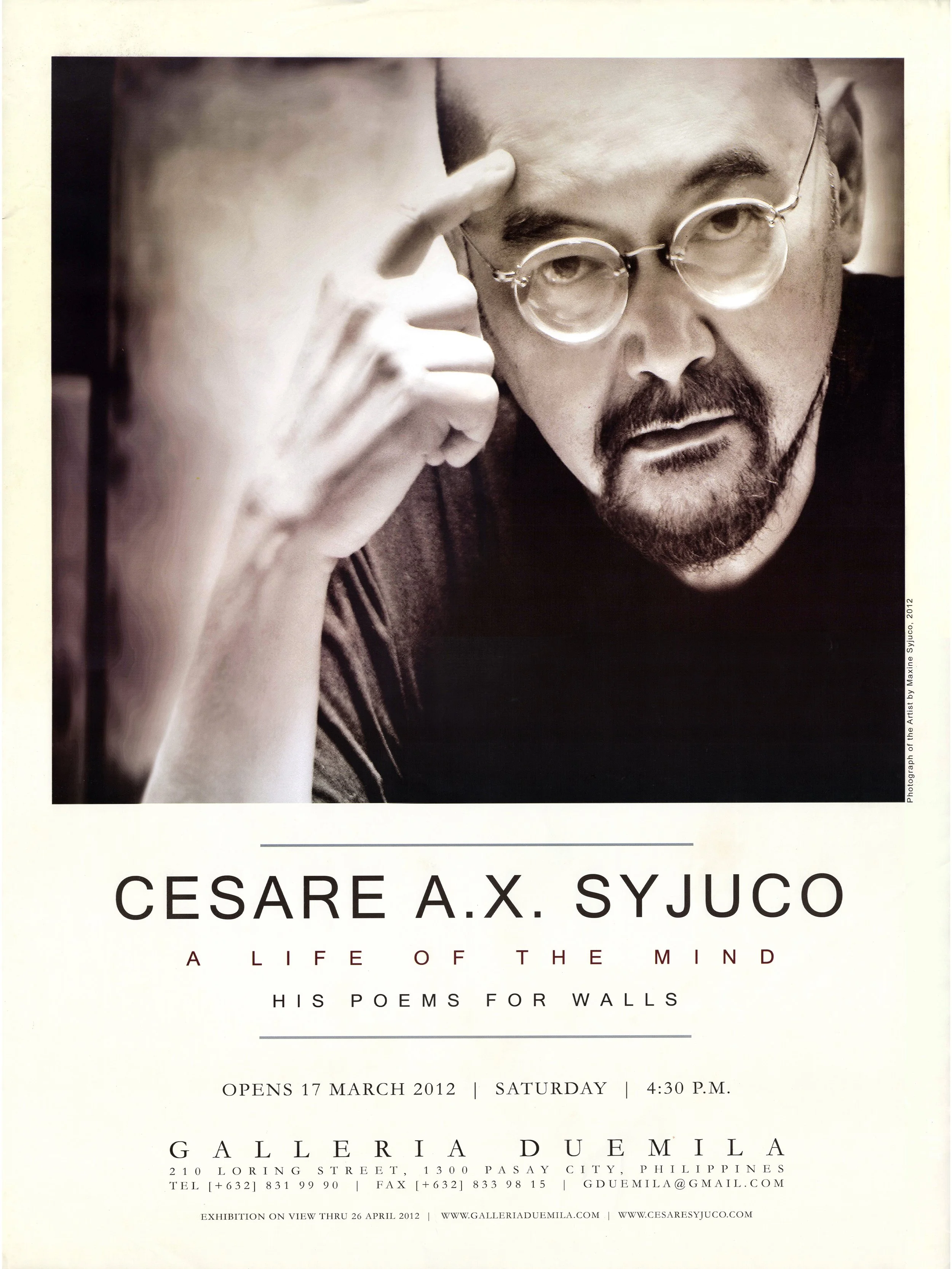 Cesare A.X. Syjuco: "A Life of the Mind - His Poems for Walls", Galleria Duemilla (2012) - Photography + Design by Maxine Syjuco