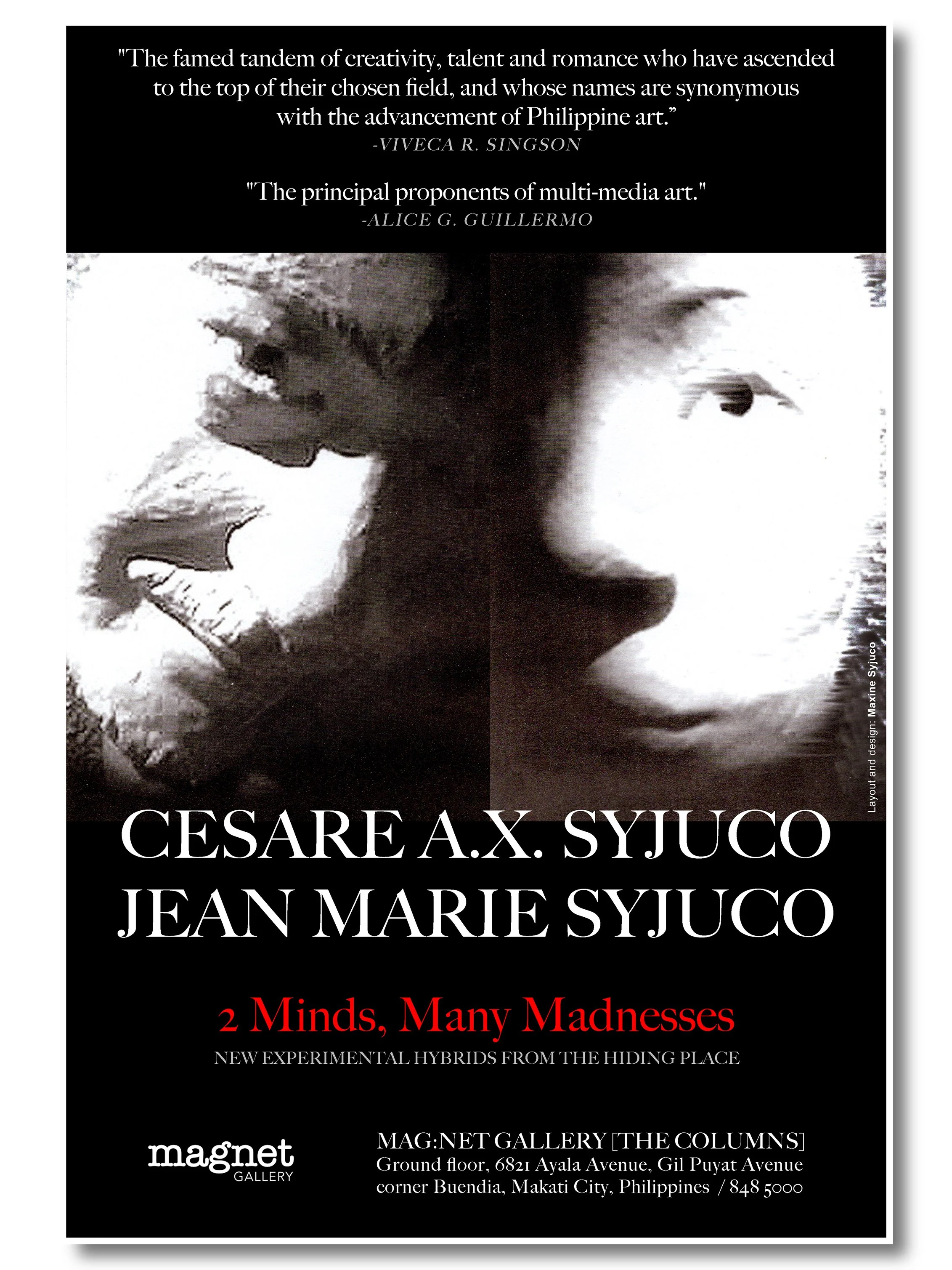 cesare a.x. syjuco and Jean Marie Syjuco - 2 minds many madnesses - magnet gallery art exhibit - design by Maxine Syjuco - artist couple - avant garde experimental filipino