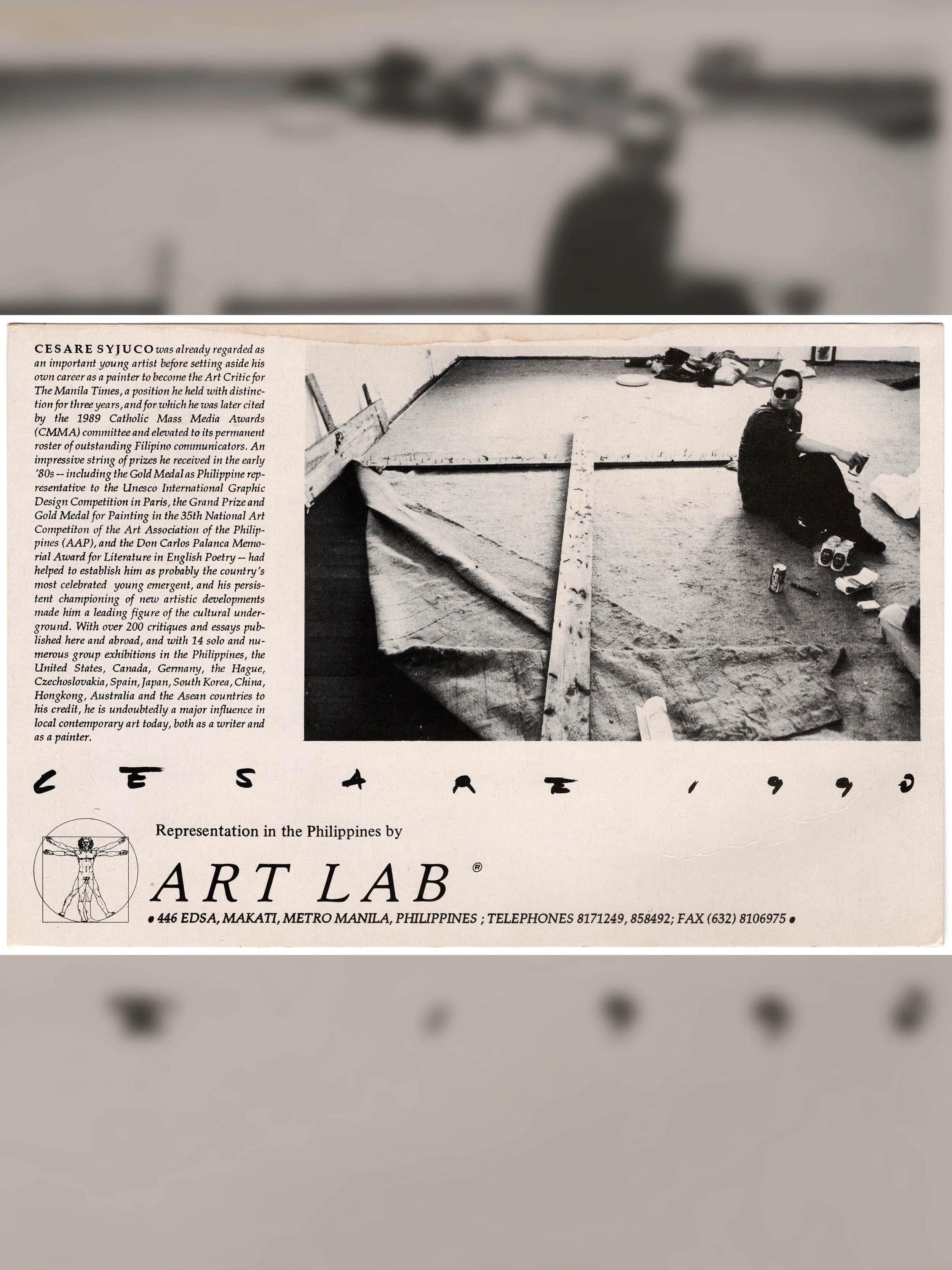 Cesare A.X. Syjuco: "Cesare 1990", Art Lab® (1990) - Design by Cesare A.X. Syjuco