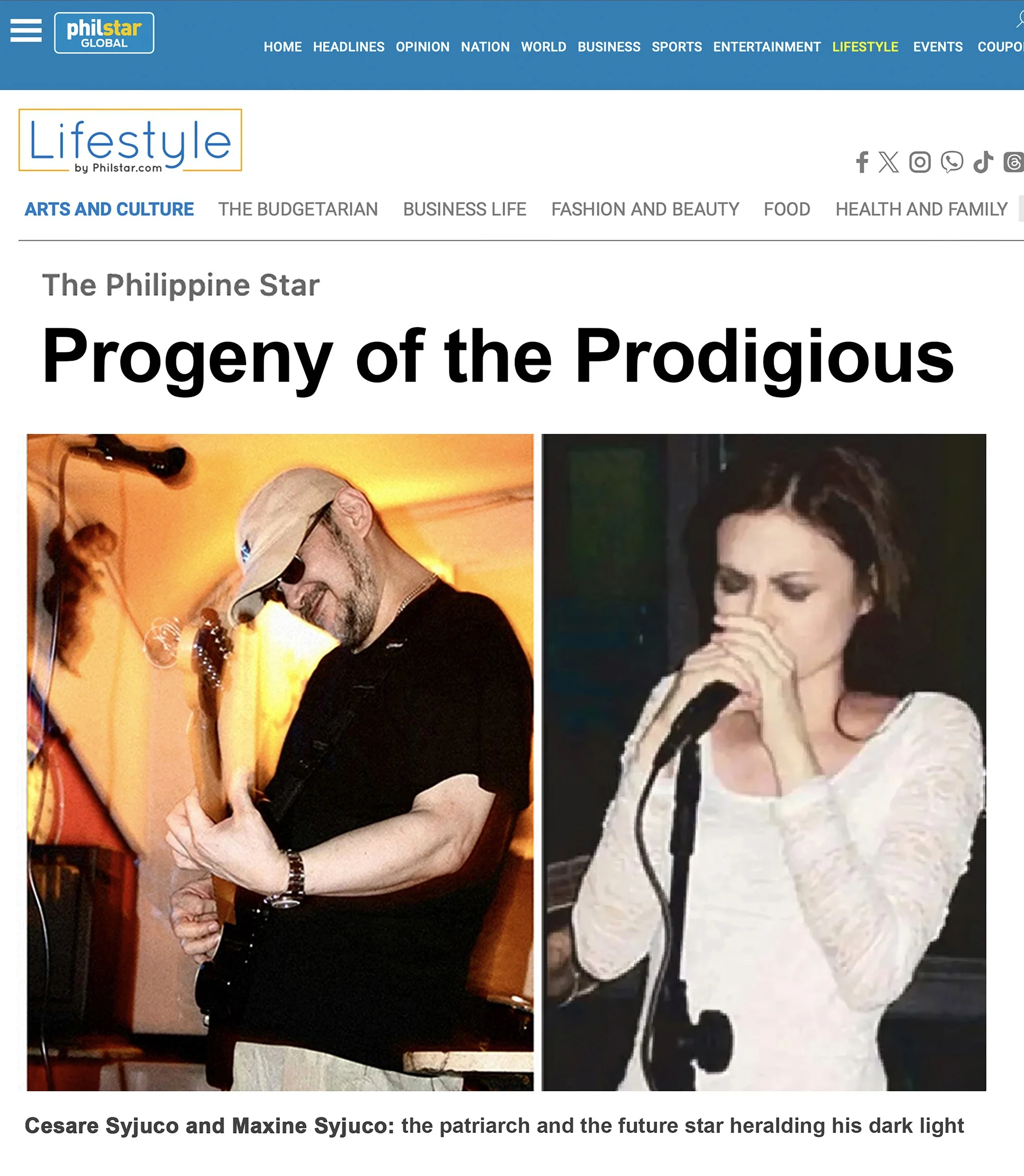 Cesare A.X. Syjuco and Maxine Syjuco - father and daughter - perform spoken word poetry and experimental music. "Progeny of the Prodigious" newspaper article and feature in The Philippine Star.