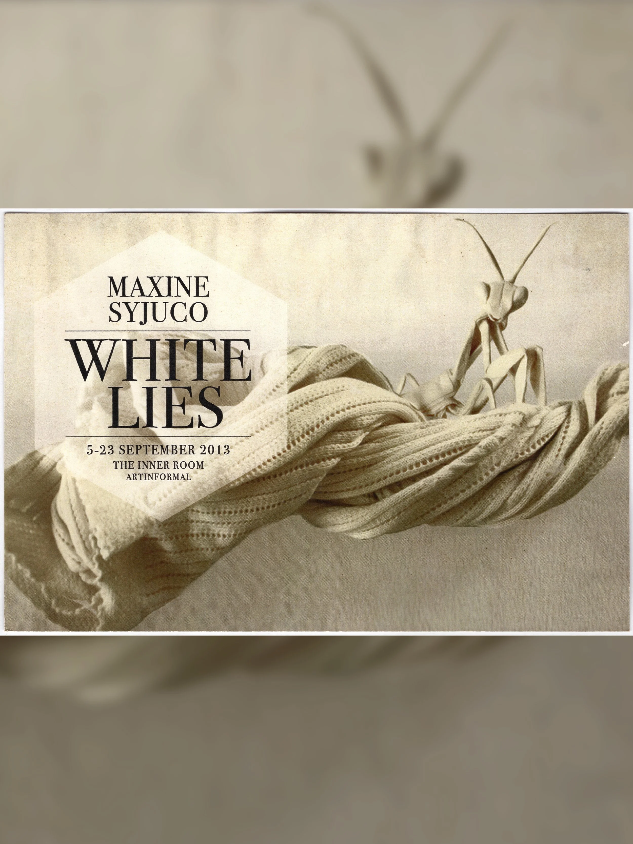 Maxine Syjuco: "White Lies", Artinformal (2013) - Design by Maxine Syjuco