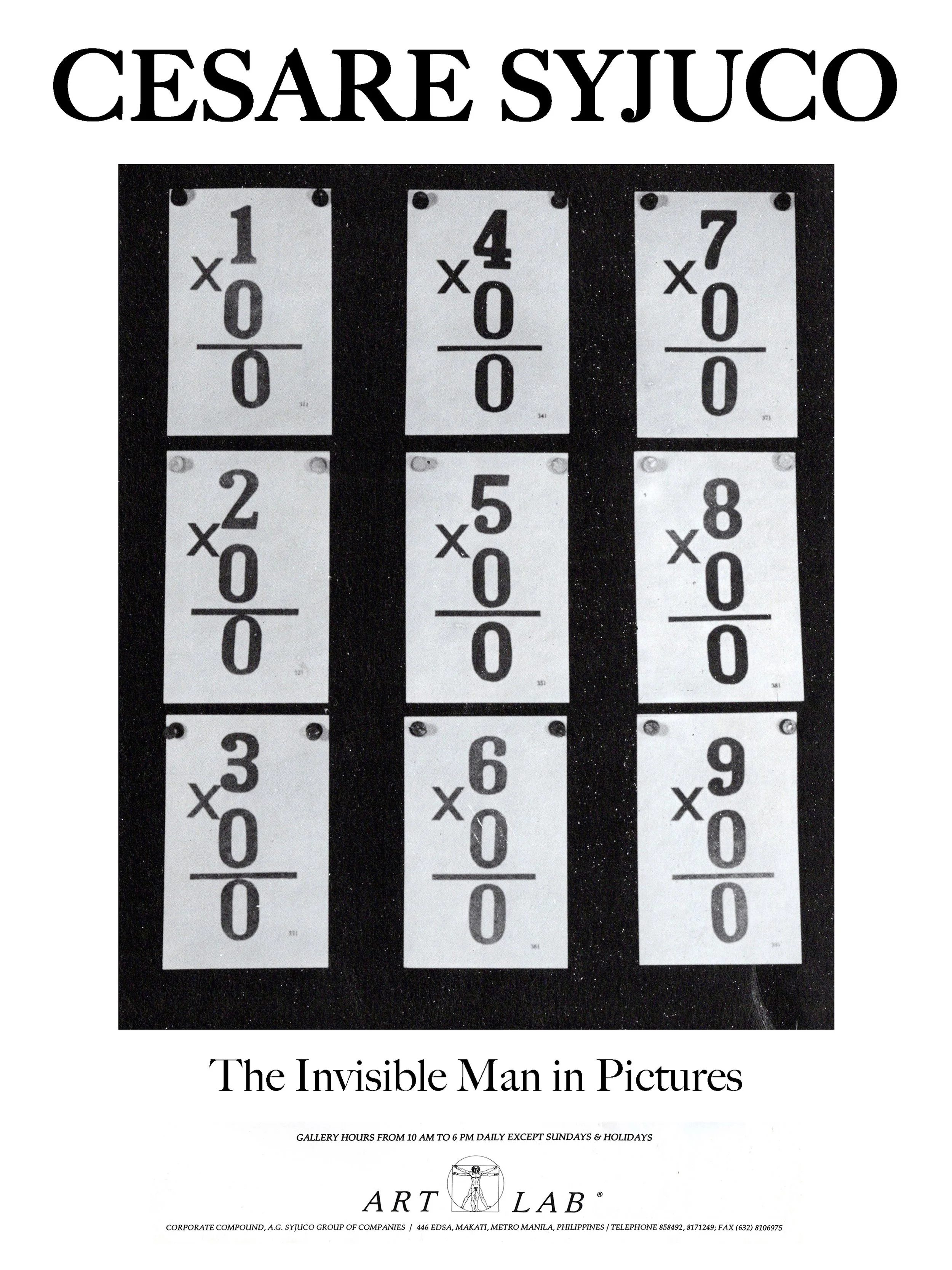 Cesare A.X. Syjuco: "The Invisible Man in Pictures", Art Lab® (1991) - Design by Cesare A.X. Syjuco