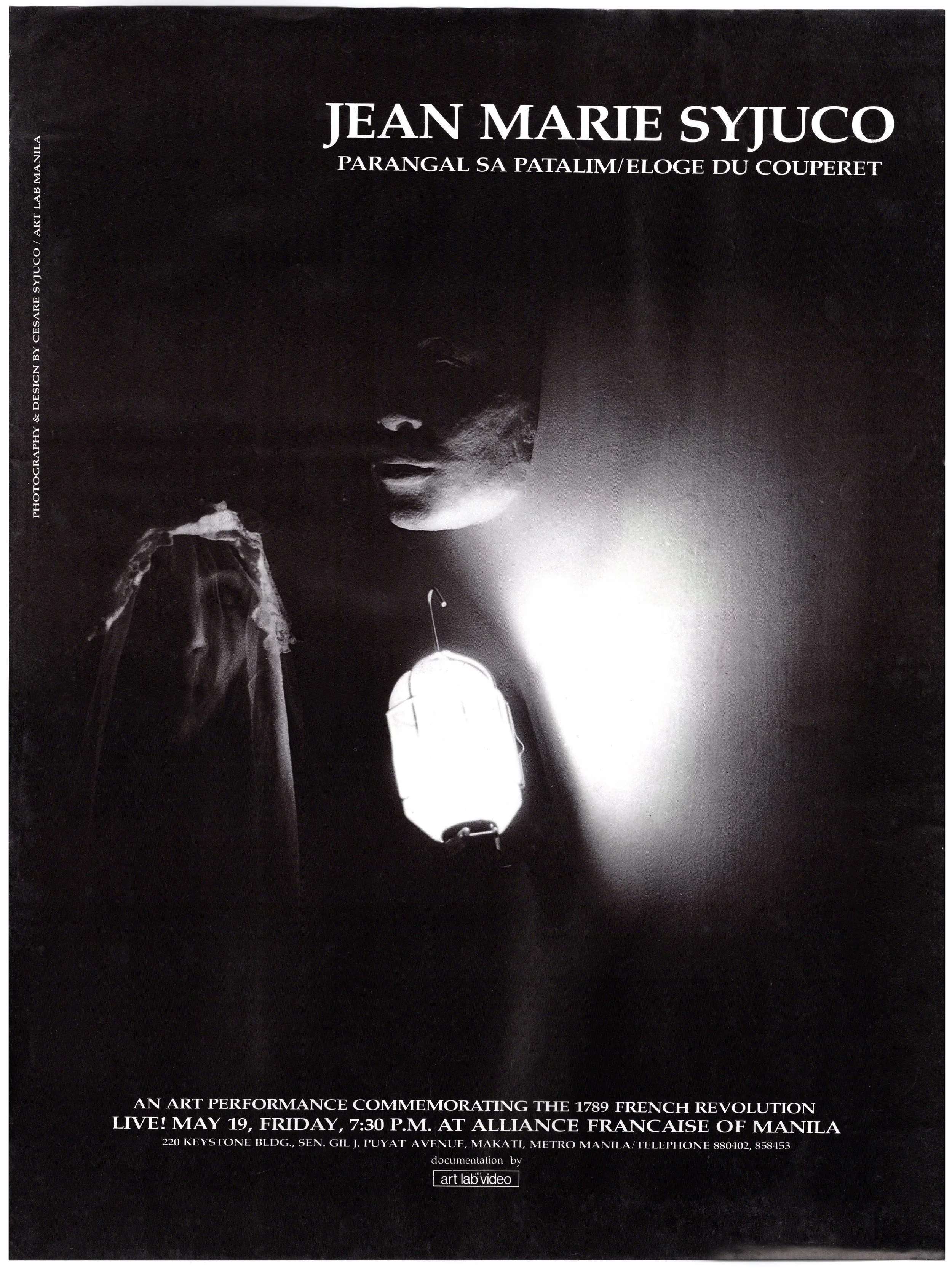 Jean Marie Syjuco: "Parangal Sa Patalim/Eloge Du Couperet", Alliance Francaise of Manila (1989) - Photography + Design by Cesare A.X. Syjuco