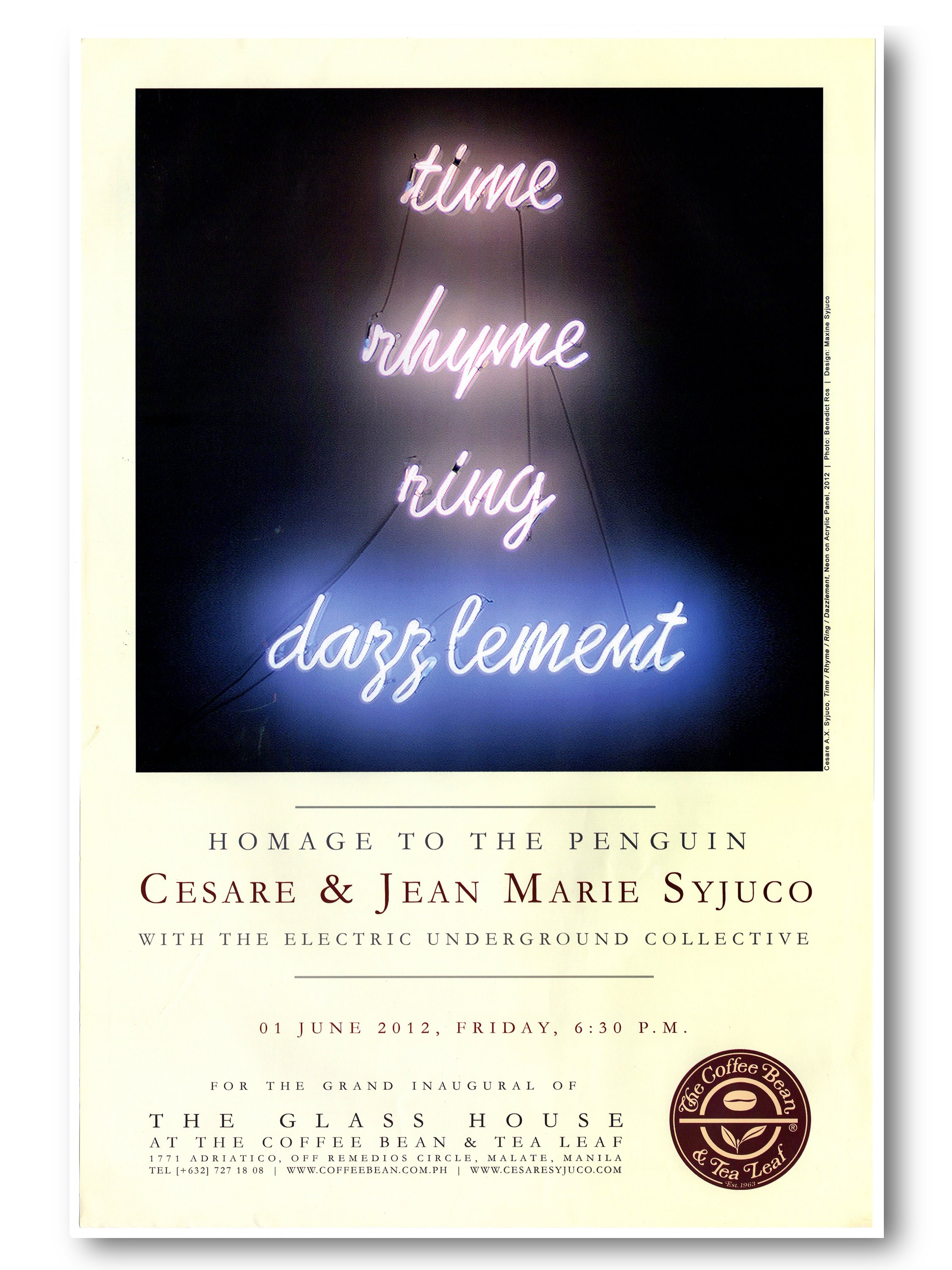cesare Syjuco - Jean Marie Syjuco - art exhibit - homage to the penguin - Syjuco family - artist couple - magnet gallery  - design by Maxine Syjuco - art lab the Syjuco museum - poster