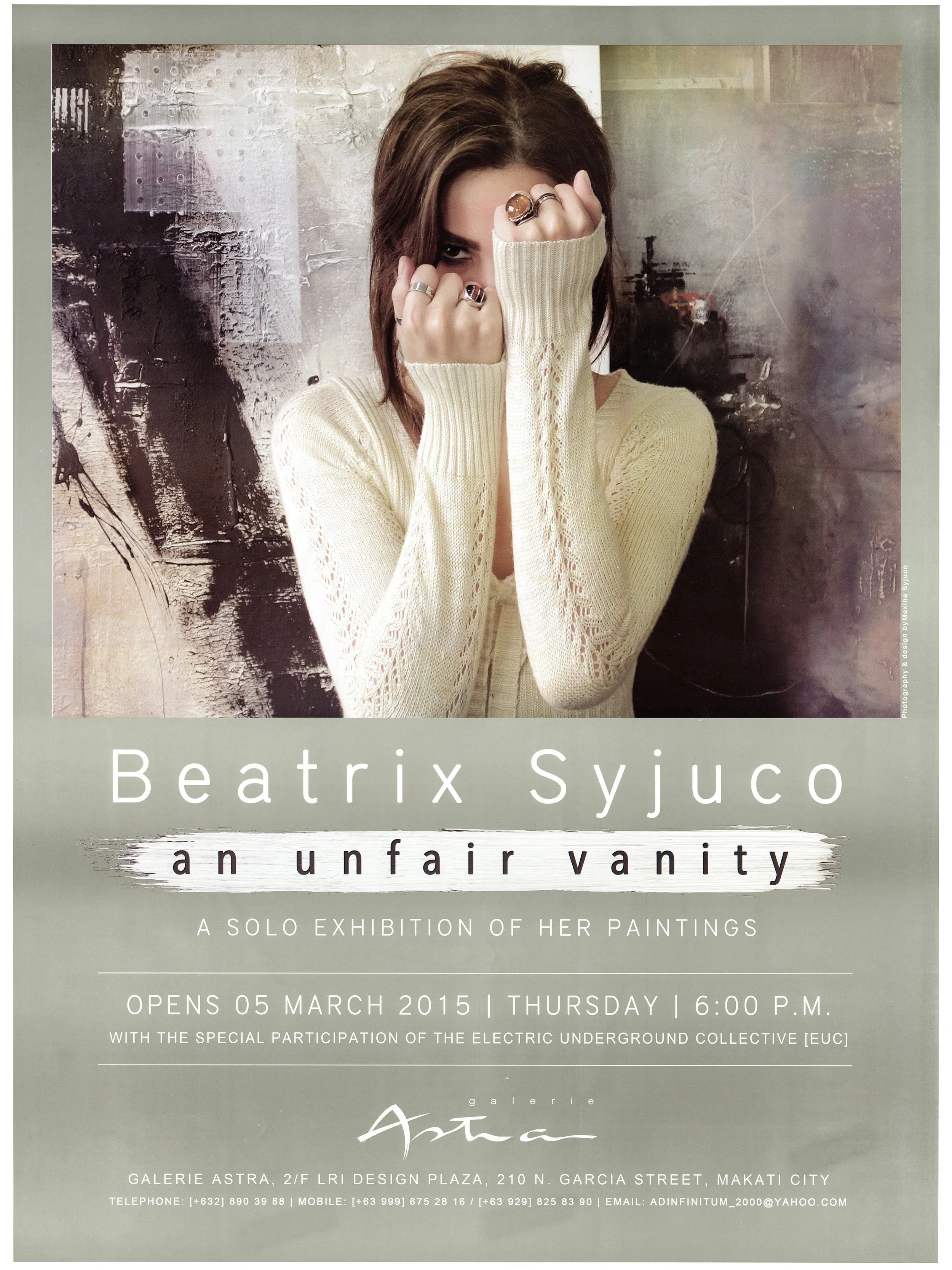 Beatrix Syjuco: "An Unfair Vanity (A Solo Exhibition of Her Paintings)", Galerie Astra (2015) - Photography + Design by Maxine Syjuco