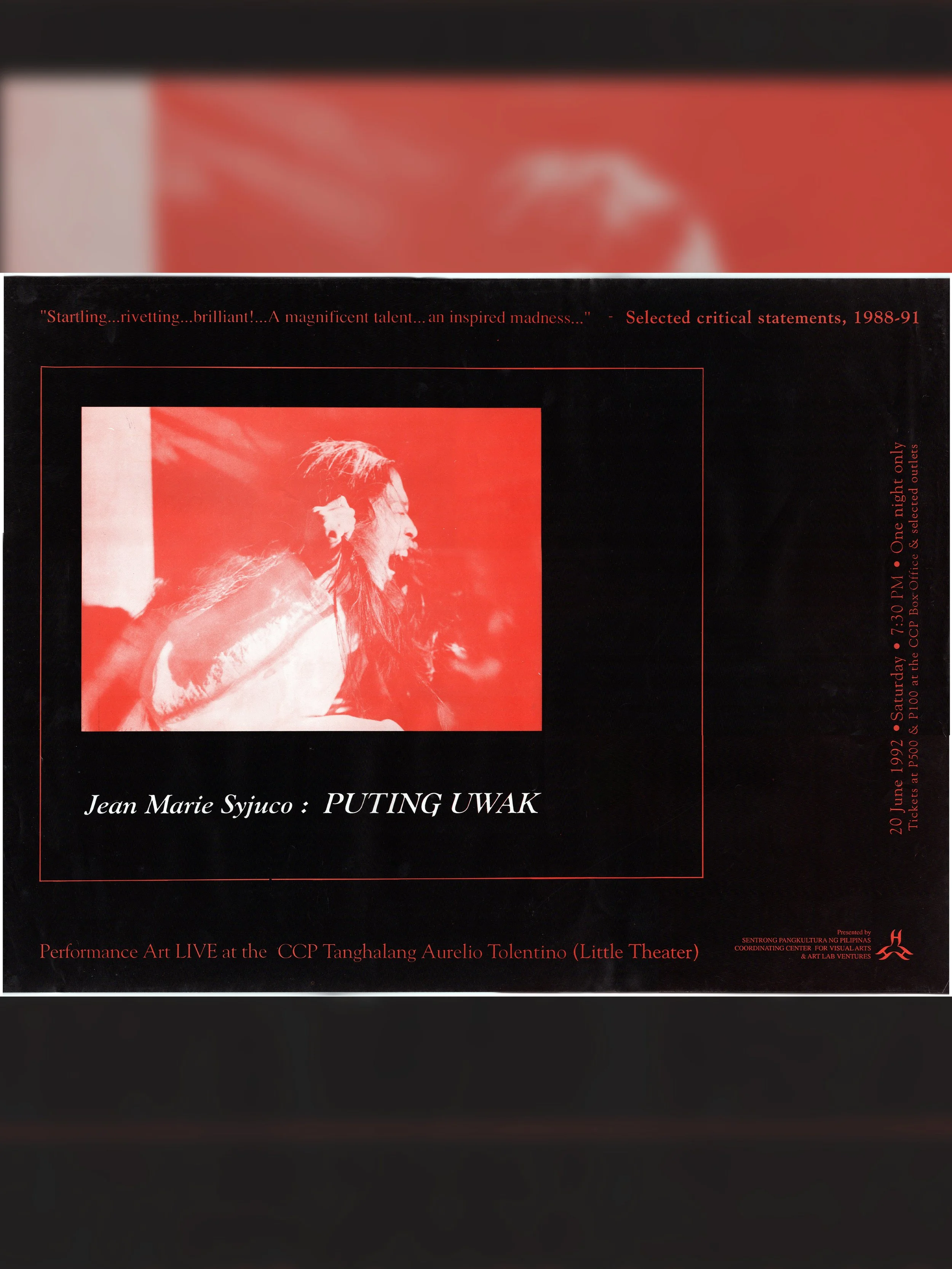 Jean Marie Syjuco: "Puting Uwak", Tanghalang Aurelio Tolentino, CCP (1992)