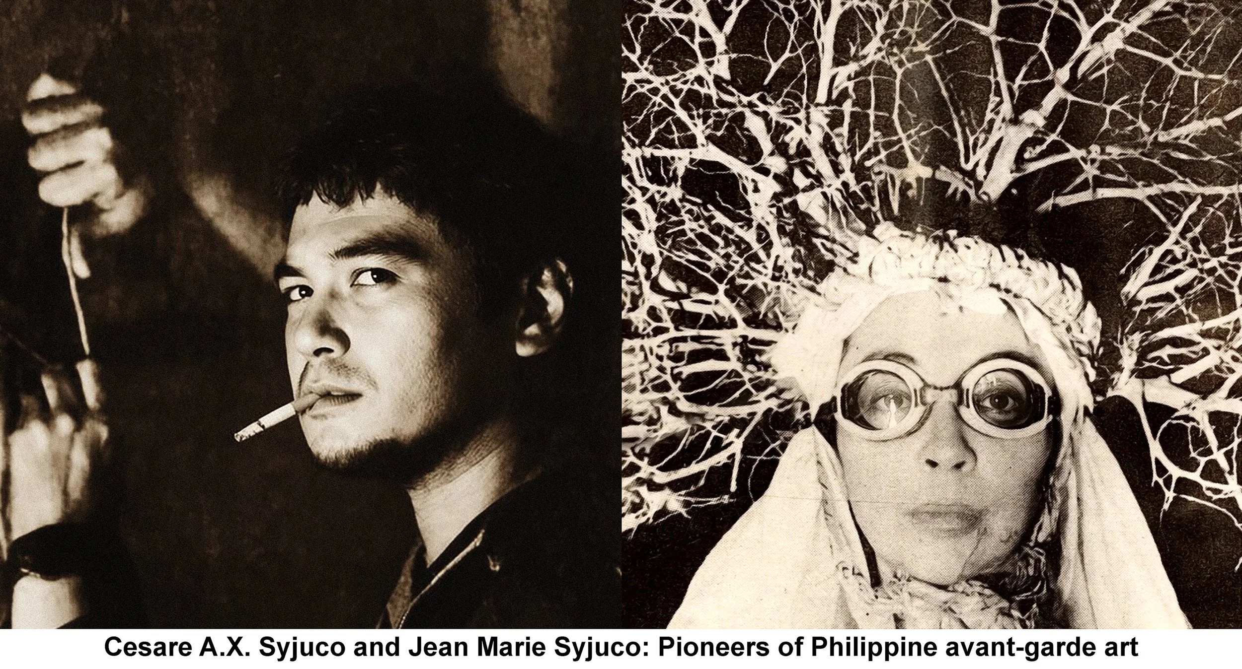 Portraits of Cesare A.X. Syjuco and Jean Marie Syjuco - pioneers of Philippine avant-garde art