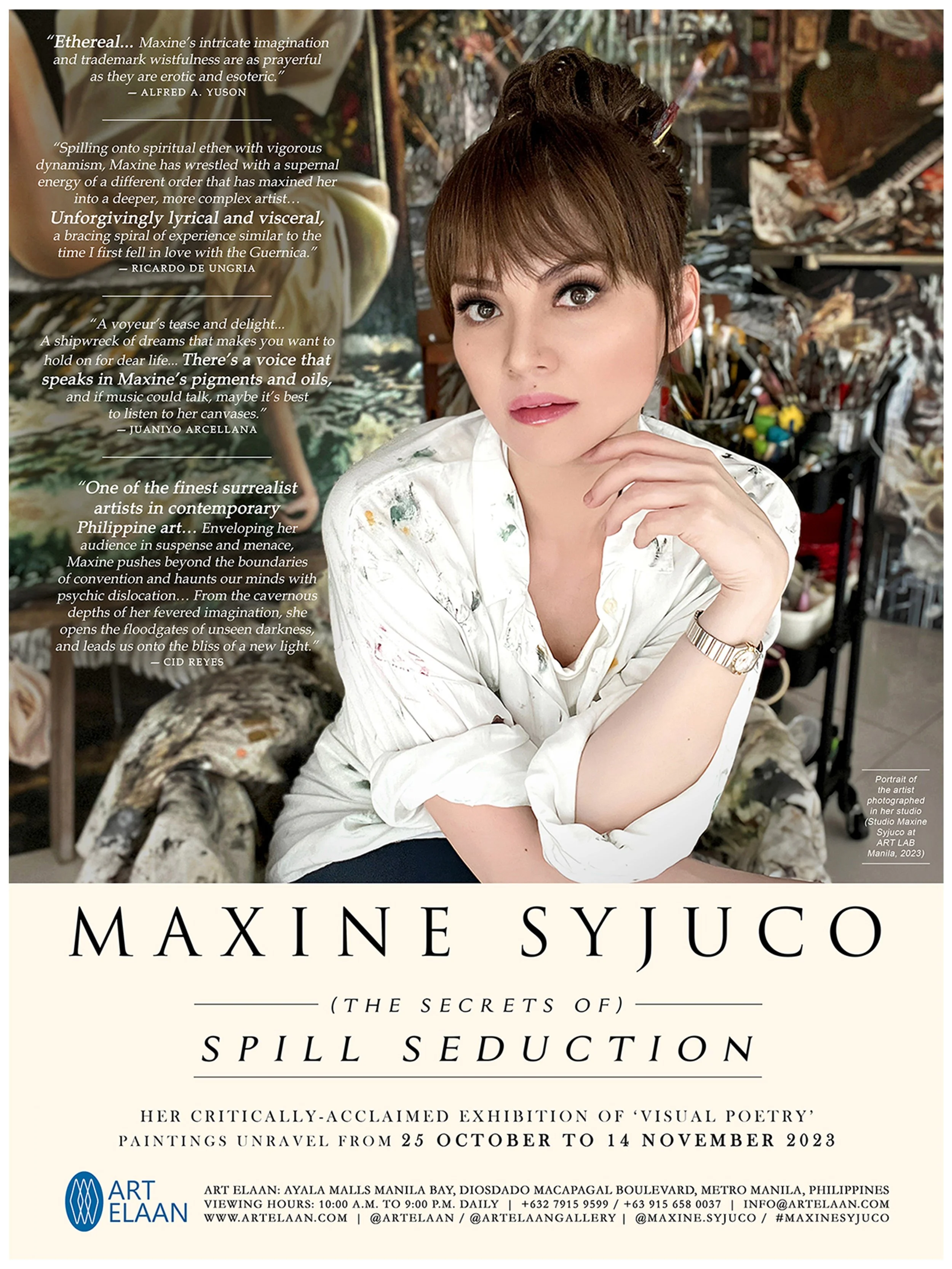 Maxine Syjuco: "The Secrets of Spill Seduction", Art Elaan (2023) - Design by Maxine Syjuco