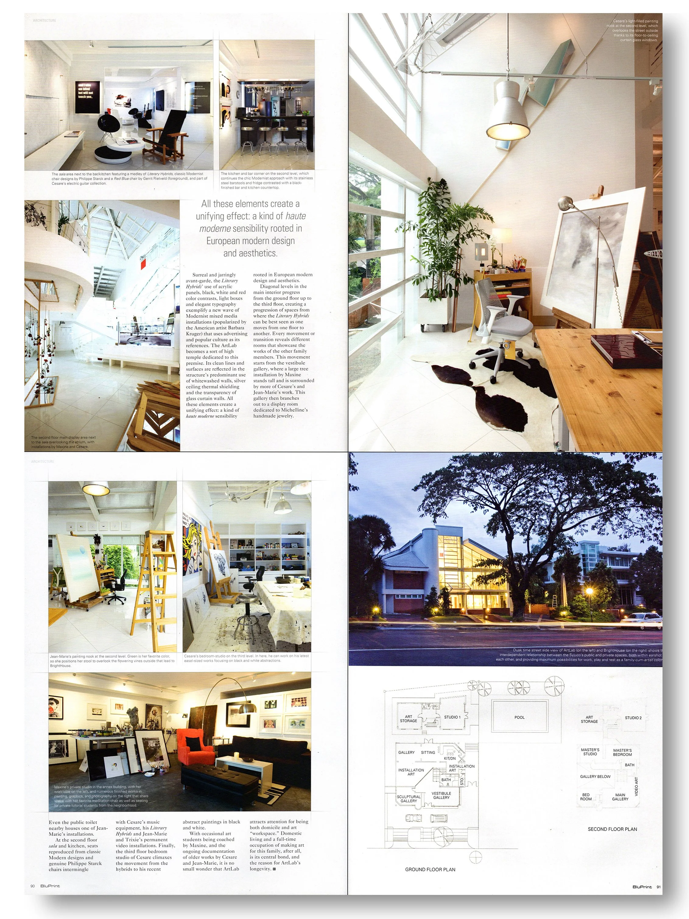 BuPrint magazine featuring Art Lab Atelier Cesare and Jean Marie Syjuco in alabang - written by Reuben Canete - Art Lab The Syjuco Museum - modern art interiors