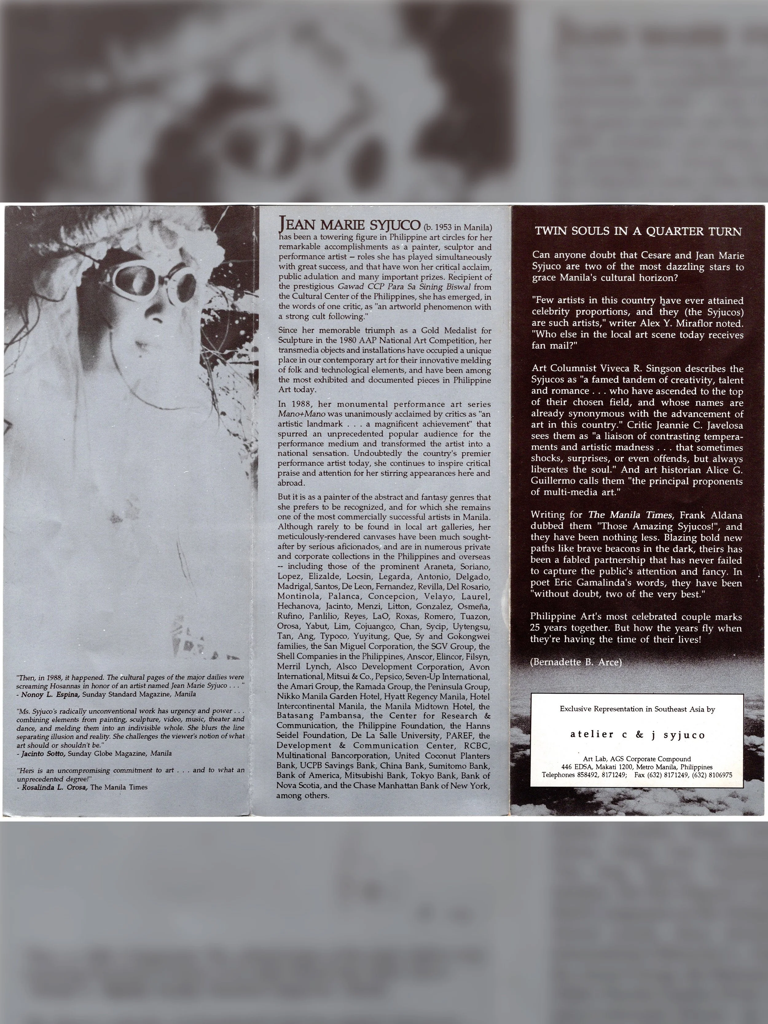 Cesare A.X. Syjuco • Jean Marie Syjuco: "Twin Souls (25 Years of a Celebrated Partnership in Philippine Art)", Art Lab® (Circa 1990s)