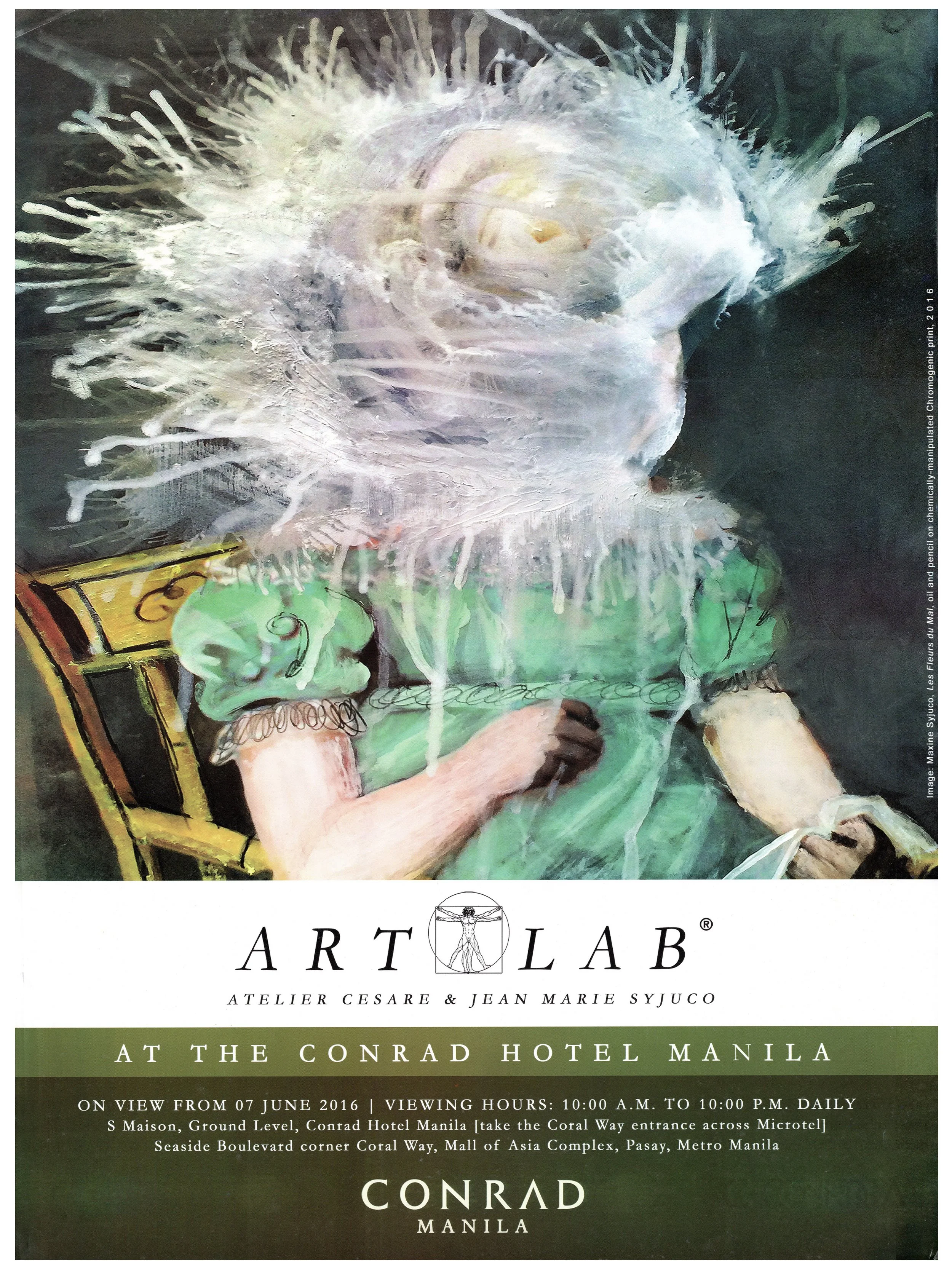 Cesare A.X. Syjuco • Jean Marie Syjuco • Michelline Syjuco • Beatrix Syjuco • Maxine Syjuco: "Art Lab at the Conrad Hotel Manila", Conrad Manila (2016), Art by Maxine Syjuco "Les Fleurs du Mal, 2016"