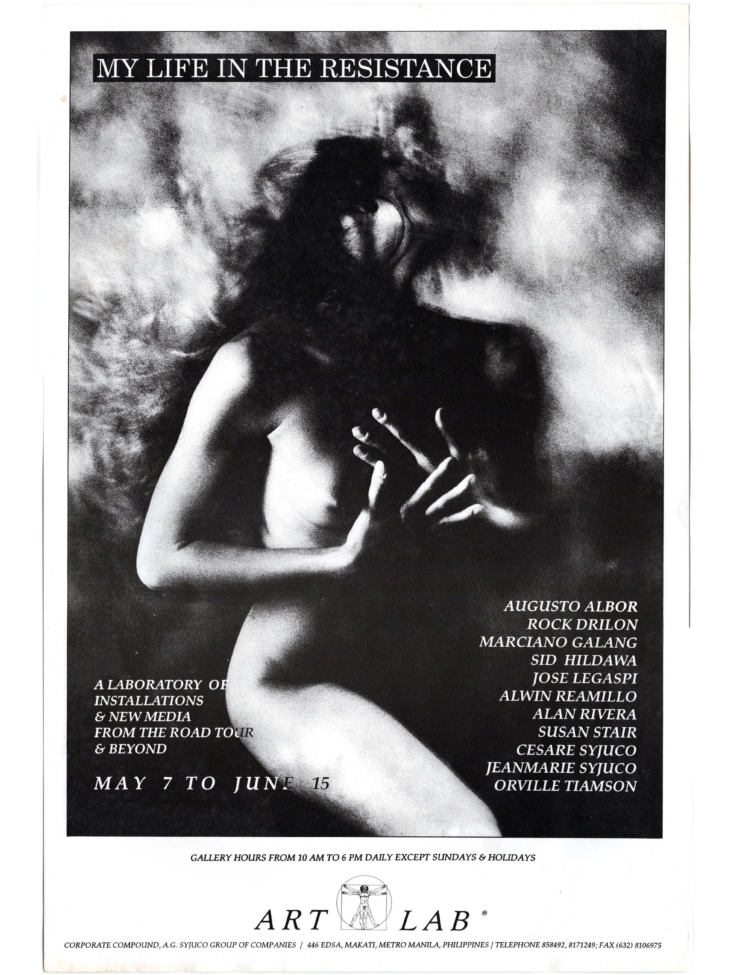 Cesare A.X. Syjuco • Jean Marie Syjuco • Jose Legaspi • Sid Hildawa • Orville D.R. Tiamson • Augusto Albor • Rock Drilon • Marciano Galang • Alwin Reamillo • Alan Rivera • Susan Stair: "My Life In The Resistance", Art Lab® (1991) - Design by Cesare A