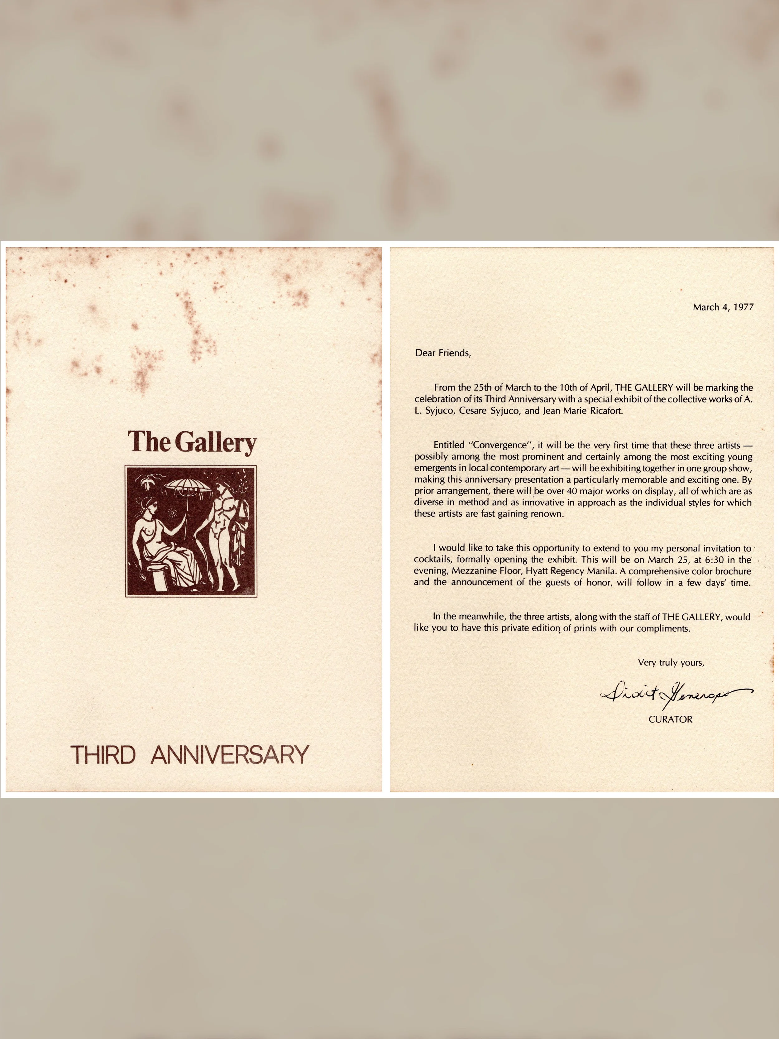 Cesare A.X. Syjuco • Jean Marie Syjuco: "Convergence (The Gallery: Third Anniversary)", The Gallery (1977) - Design by The Gallery