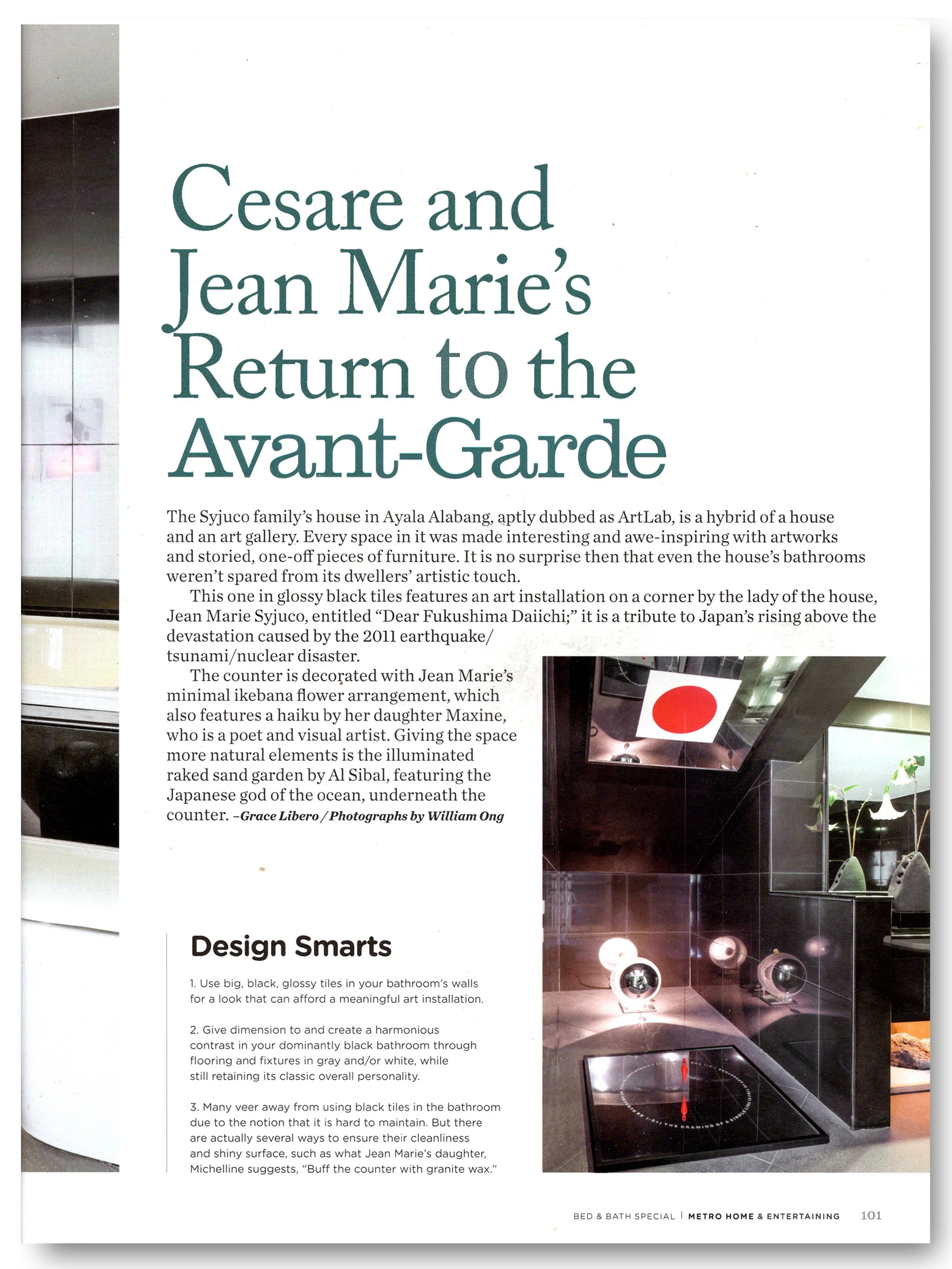 Art Lab The Syjuco Museum - "Cesare and Jean Marie's Return to the Avant-Garde" - magazine feature showcasing the modern art interiors by Cesare Syjuco, Jean Marie Syjuco, Maxine Syjuco and the Syjuco family.