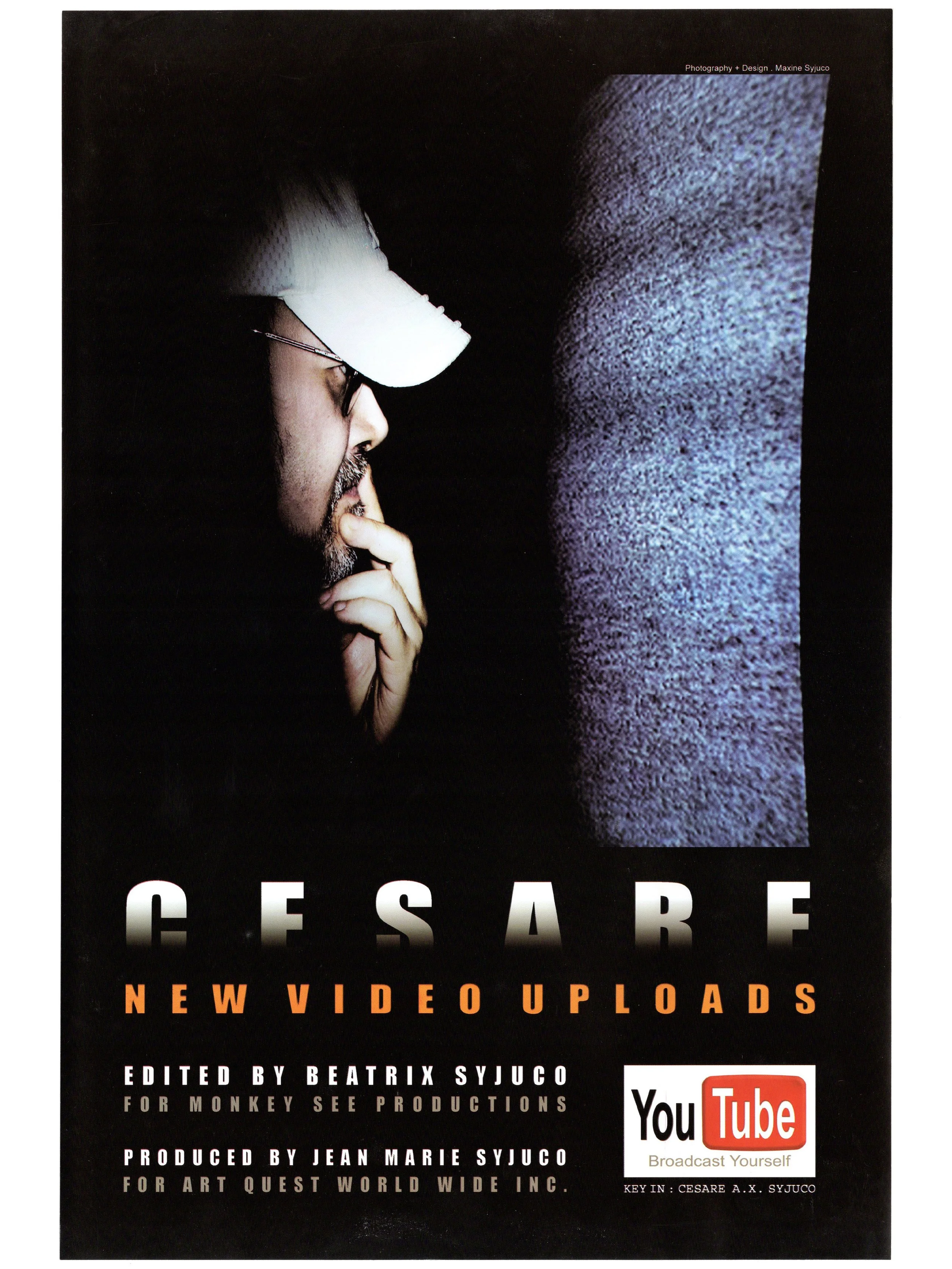 Cesare A.X. Syjuco: "Cesare New Video Uploads", Youtube (2009) - Photography + Design by Maxine Syjuco