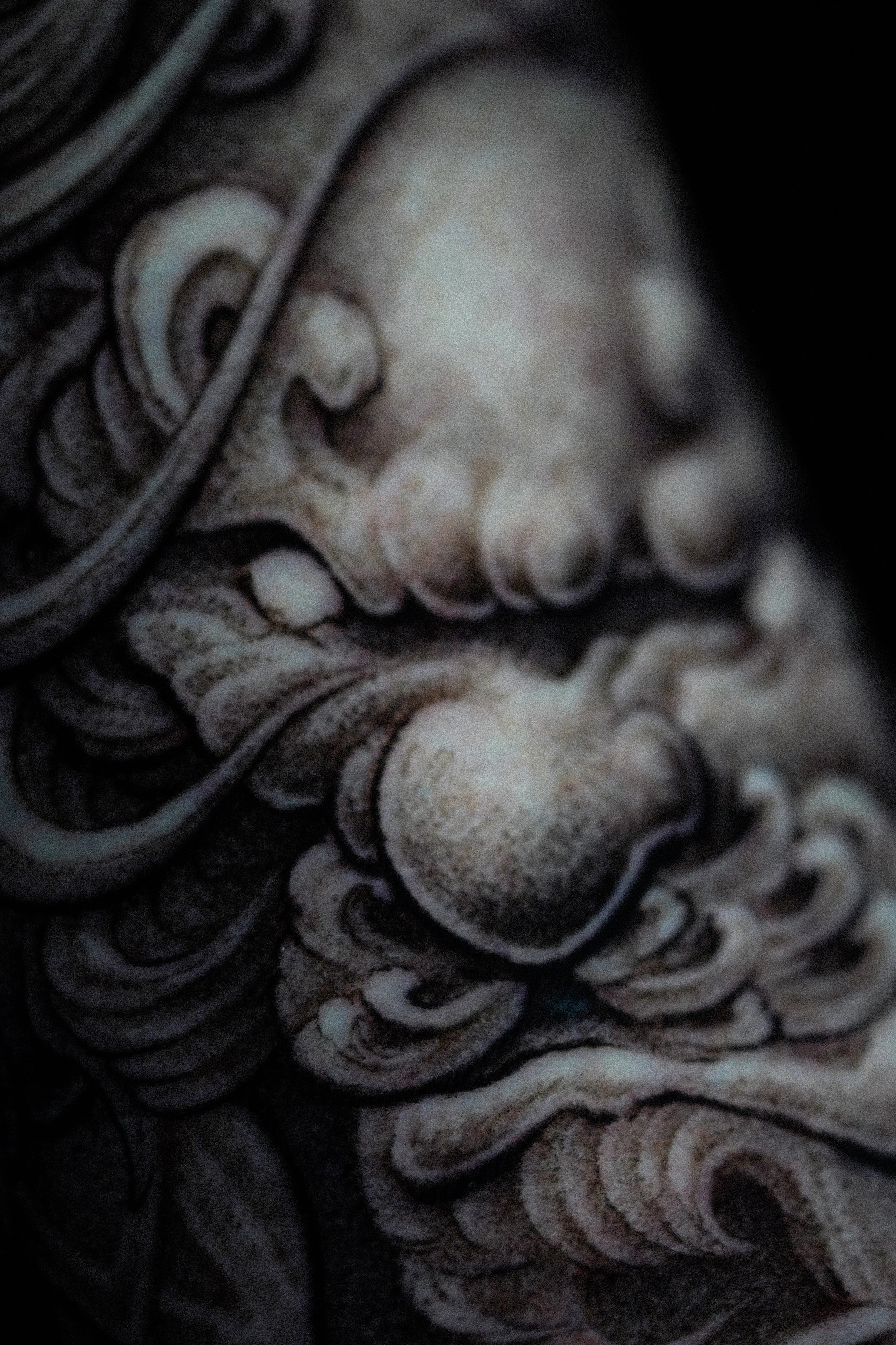 Expression detail — Japanese black and grey tattoo by Sasorii.