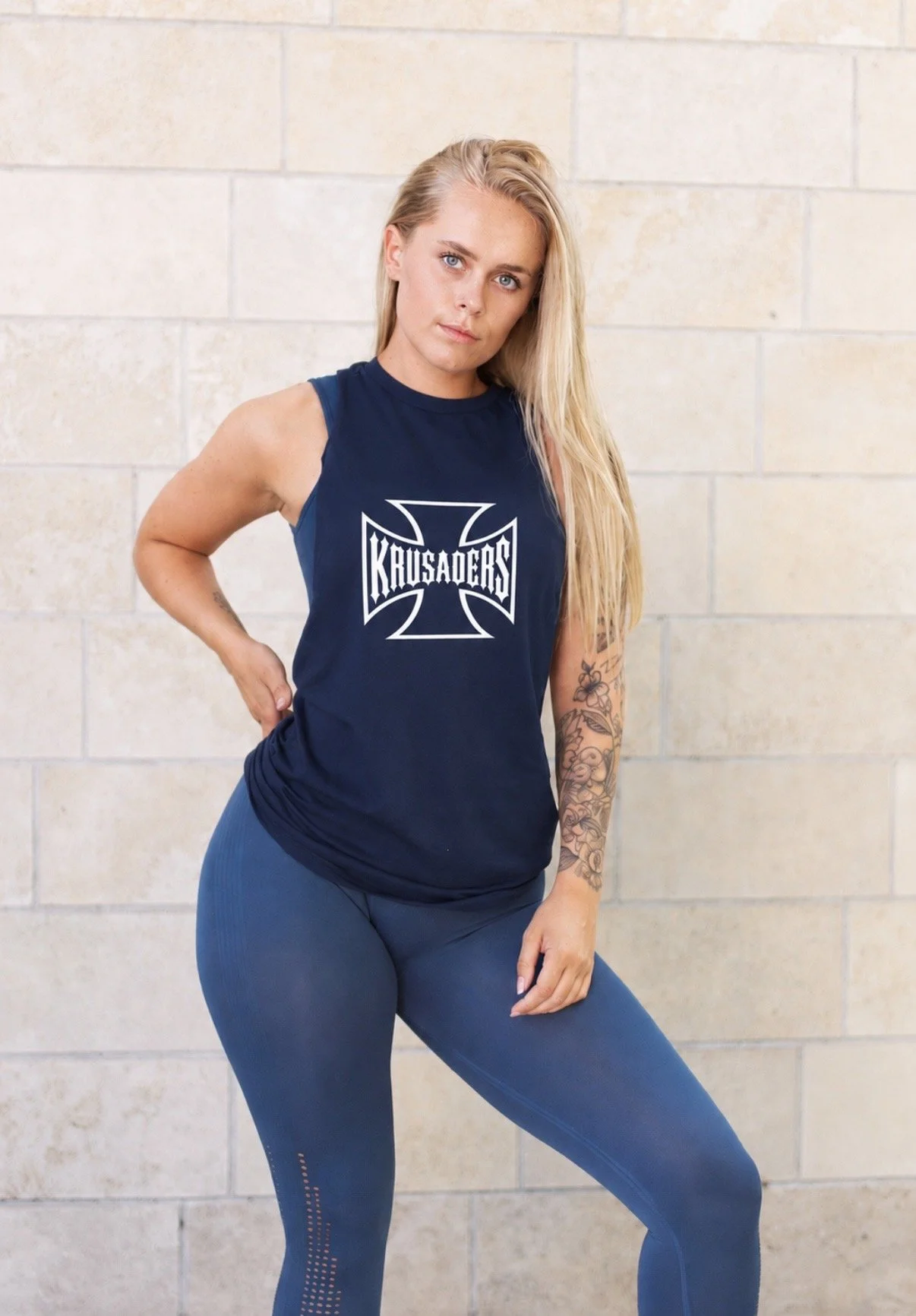 Faith over fear Navy sleeveless women shirt