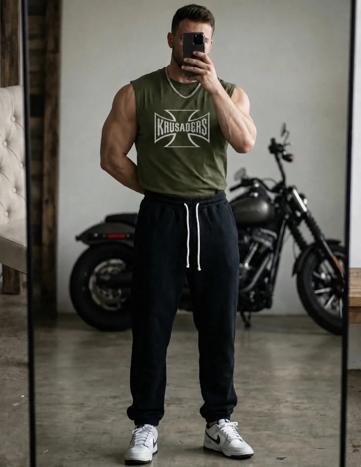 Divine Military Green sleeveless shirt