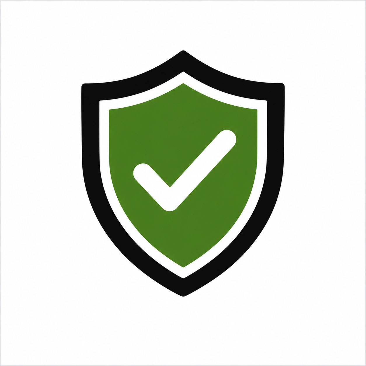 A shield icon with a green background and a white checkmark in the center, symbolizing security or protection.