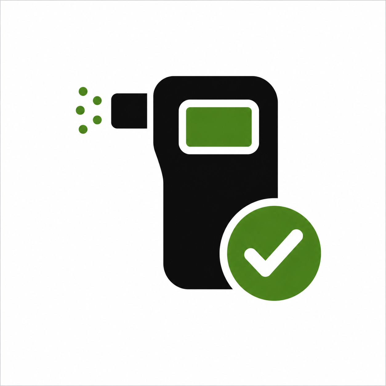 Digital thermometer with a green checkmark indicating a normal or safe temperature.