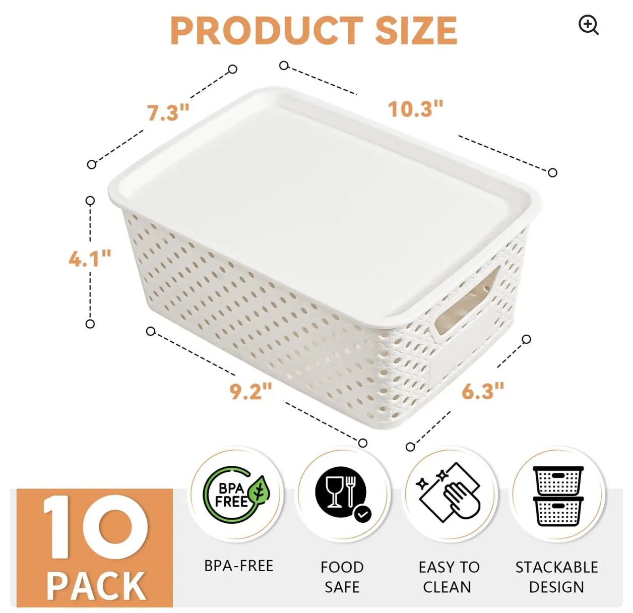 Ten Pack Small Plastic Storage Bins