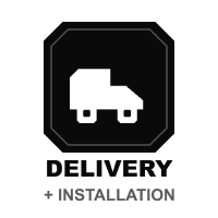 Icon of a delivery truck with the text 'Delivery + Installation' underneath.