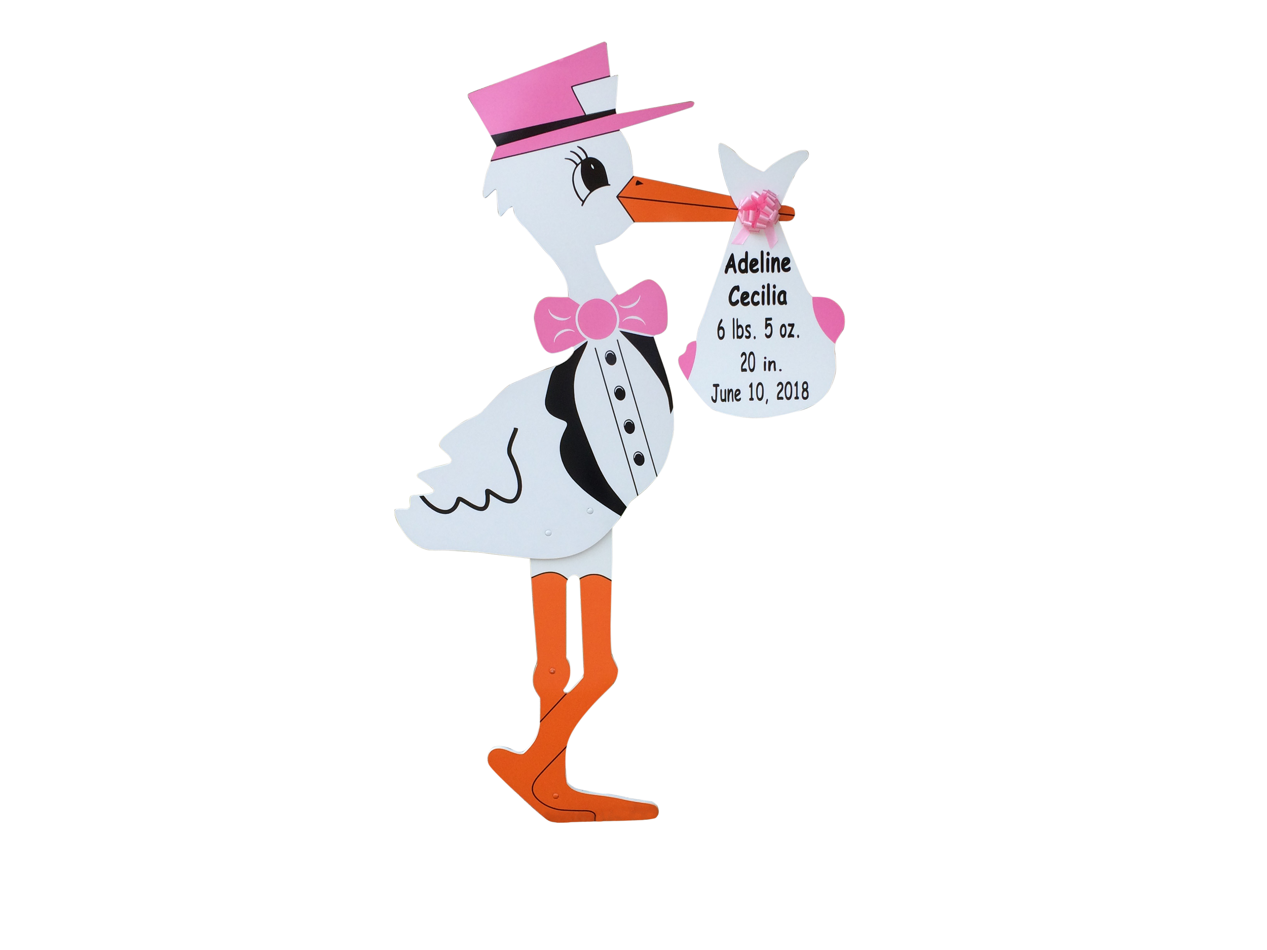 Personalized Baby Girl One Week Stork Sign Rental